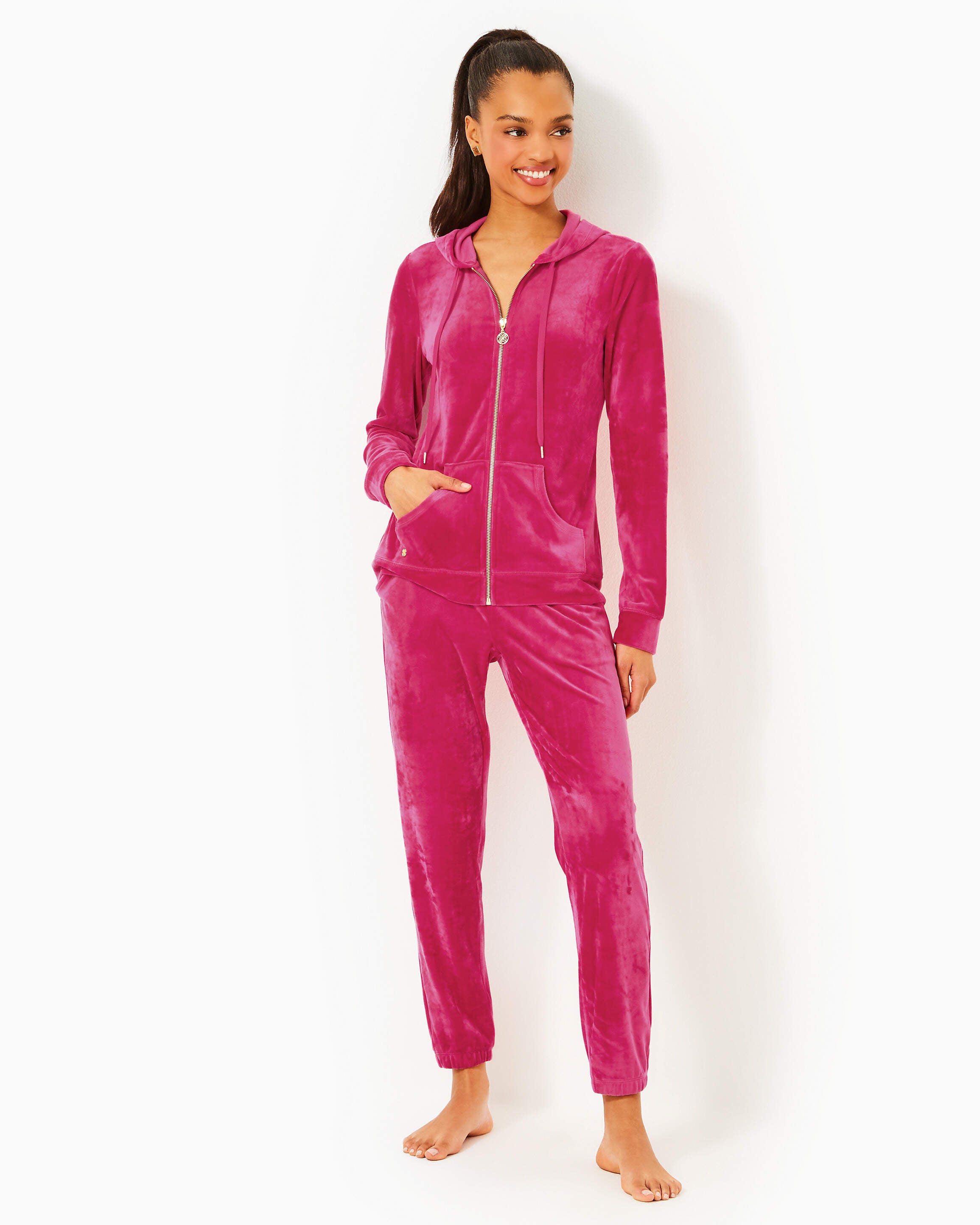 Larina Velour Zip-Up Hood