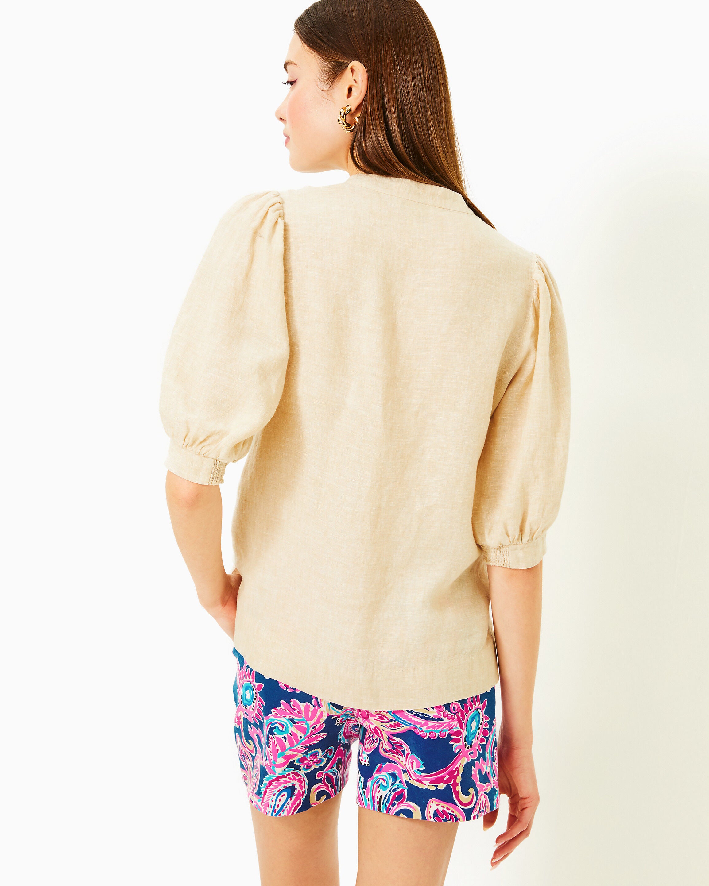 Mialeigh Elbow Sleeve Linen Top