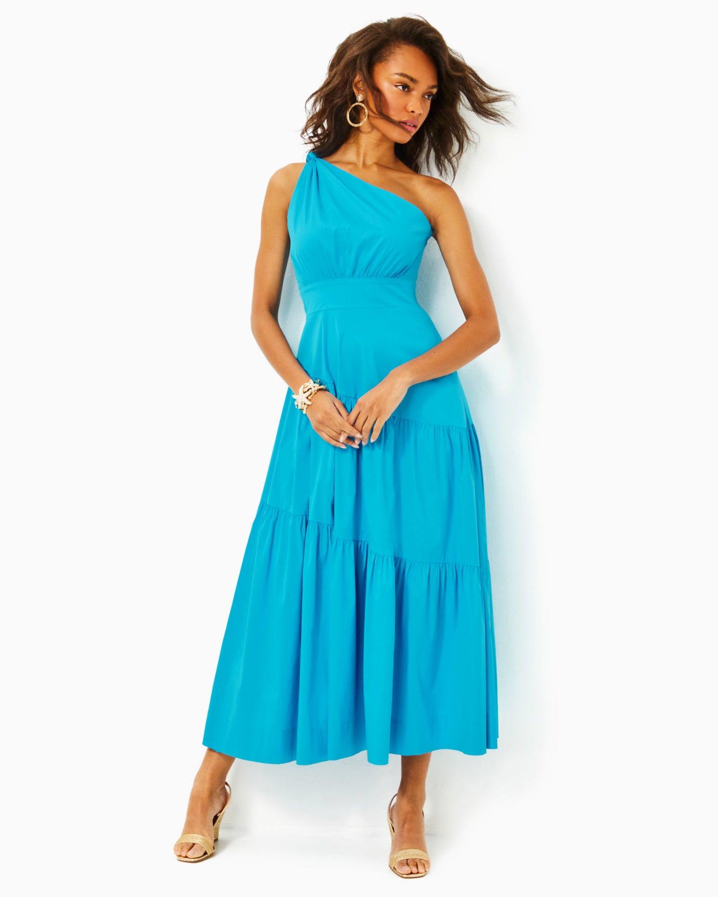 one shoulder cotton maxi dress Brushed Cotton One Shoulder Maxi Dress