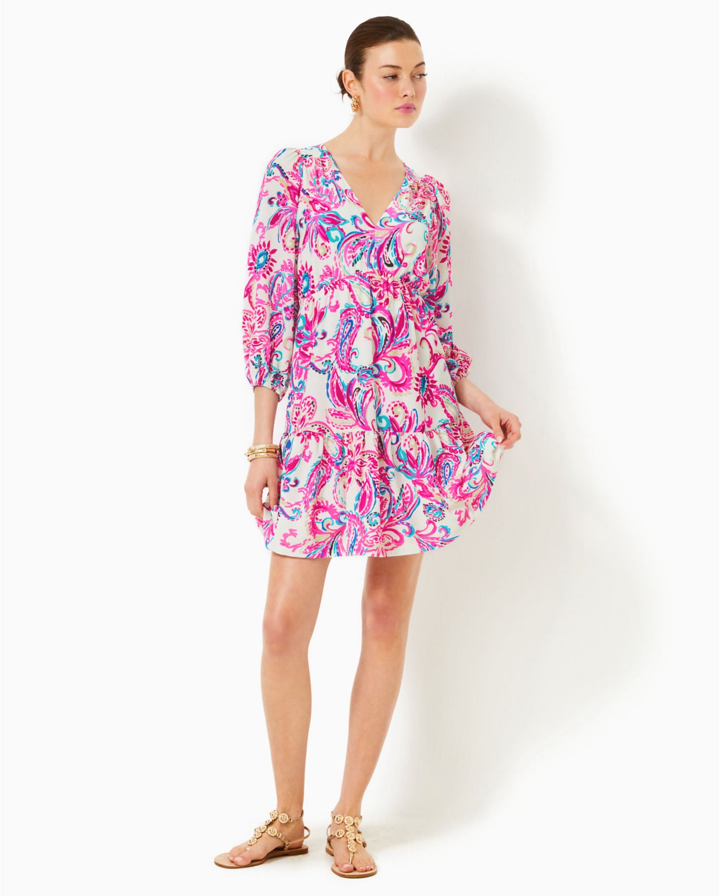 Deacon 3/4 Sleeve V-Neck Dress