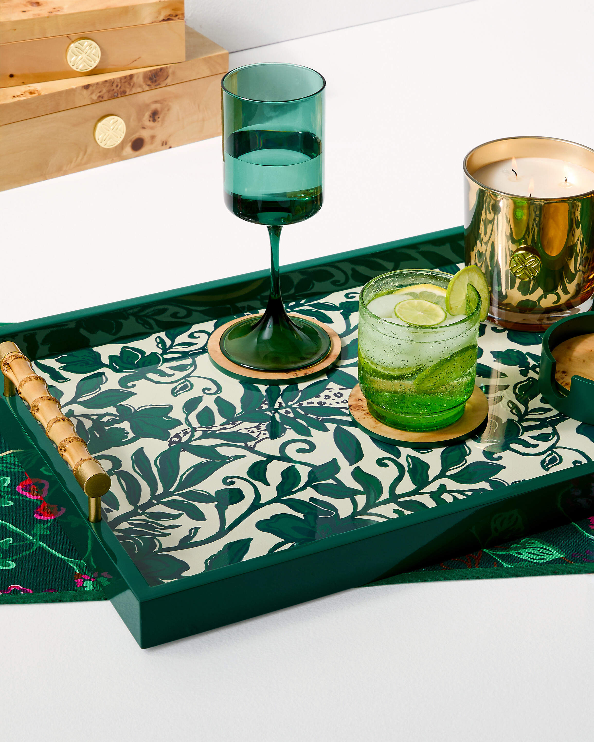 Printed Tray with Bamboo Handles