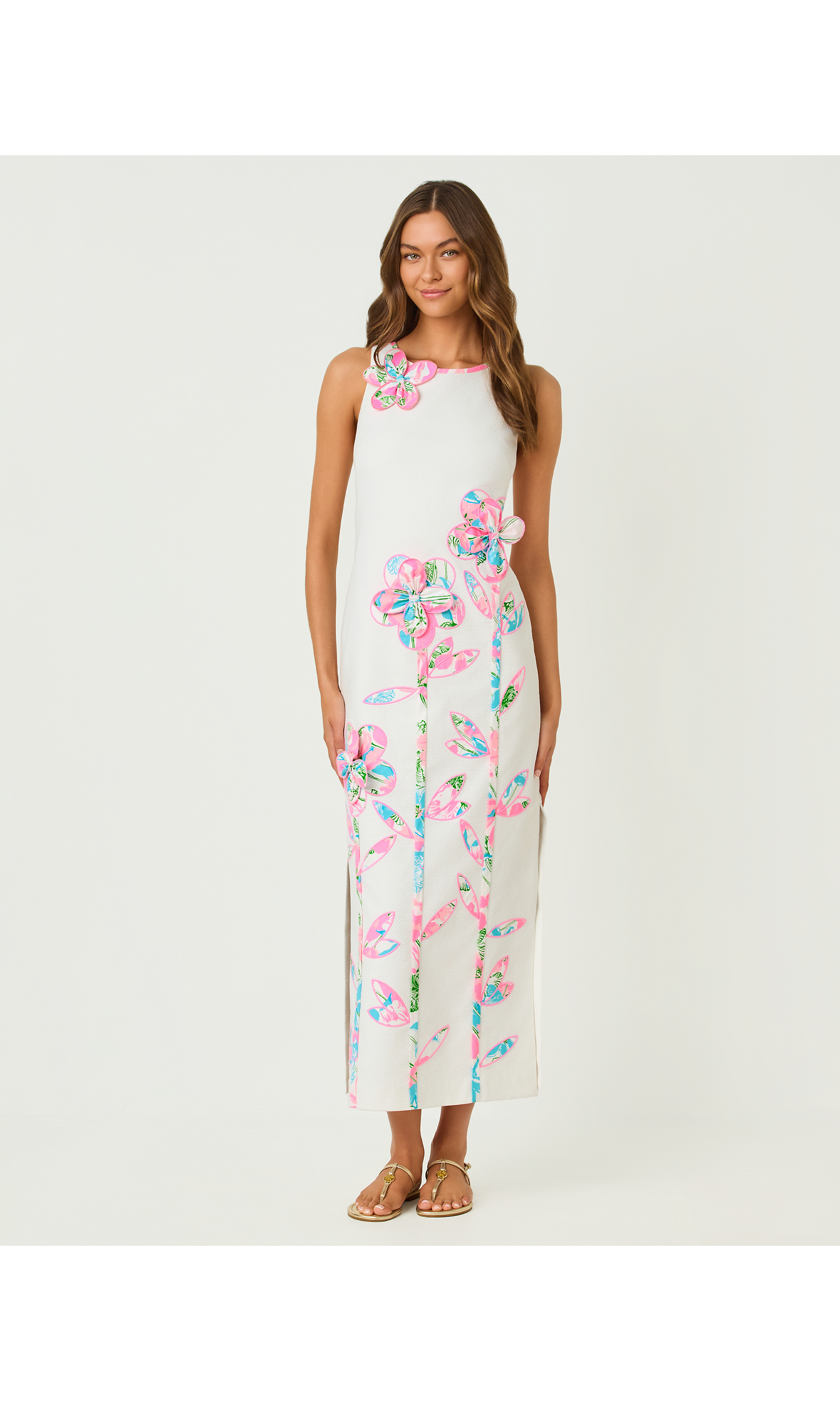 maxi shift dress Marleigh Stretch – The Pink Cottage Round Sleeve Length SIZE:L/XL L'Agence - Sunny Metallic style_slip