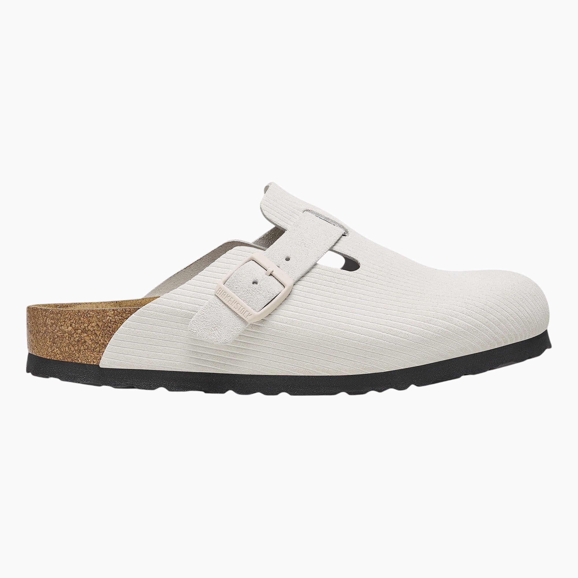Birkenstock Boston Suede Embossed in Corduroy Antique White