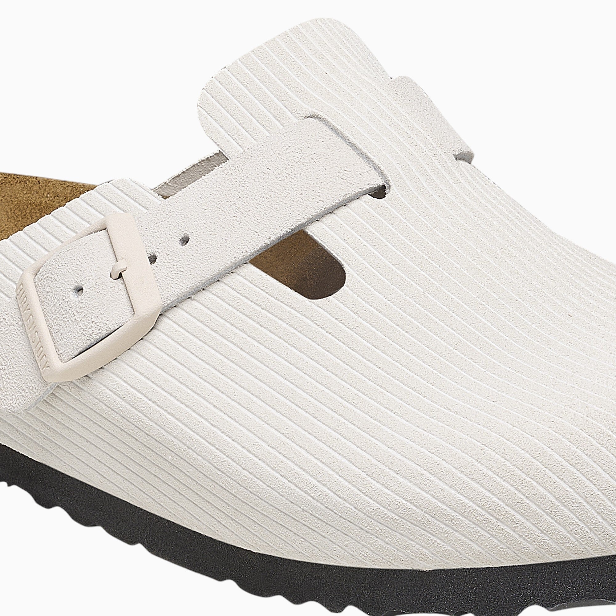 Birkenstock Boston Suede Embossed in Corduroy Antique White