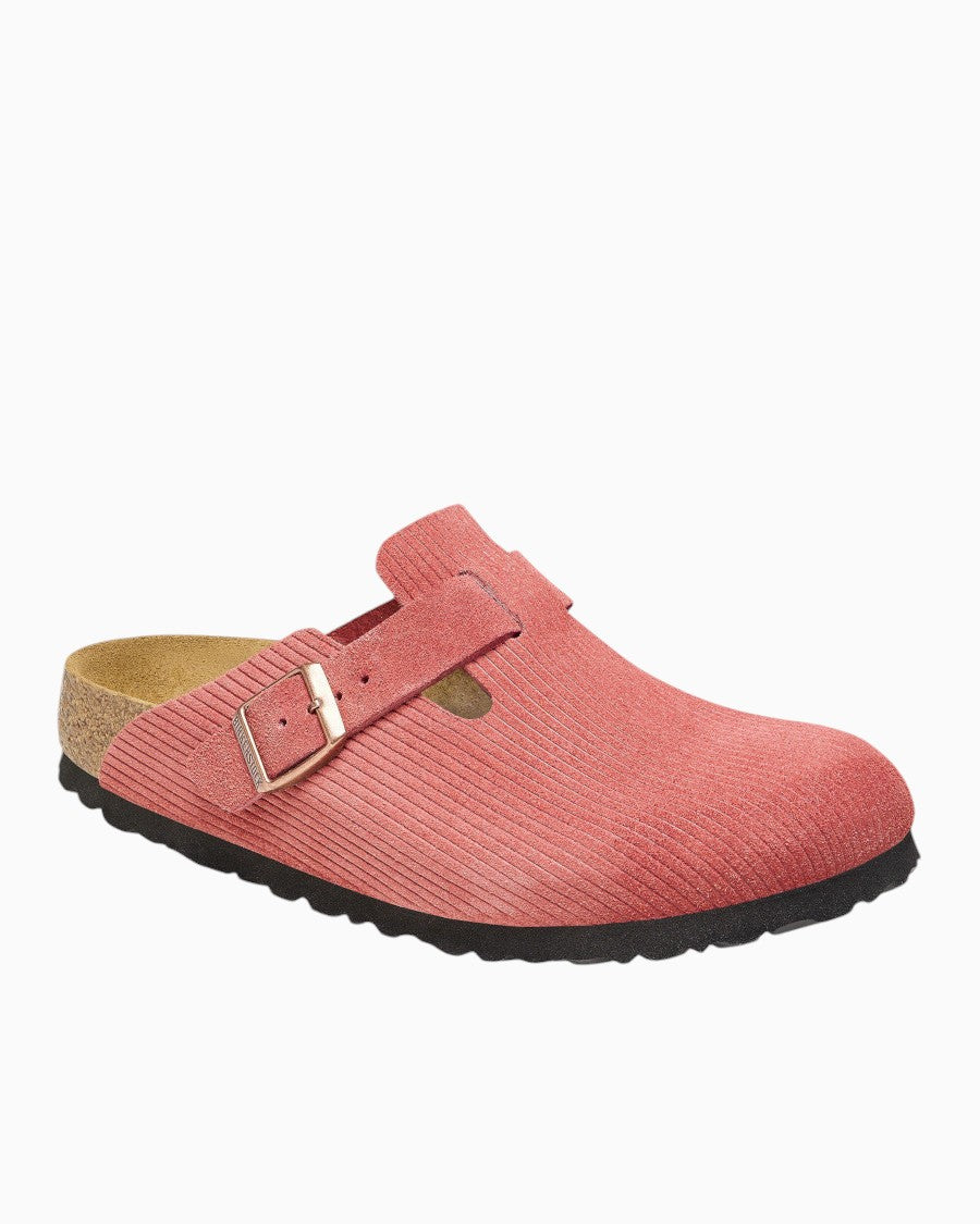 Birkenstock Boston Corduroy Suede Embossed in Sienna Red