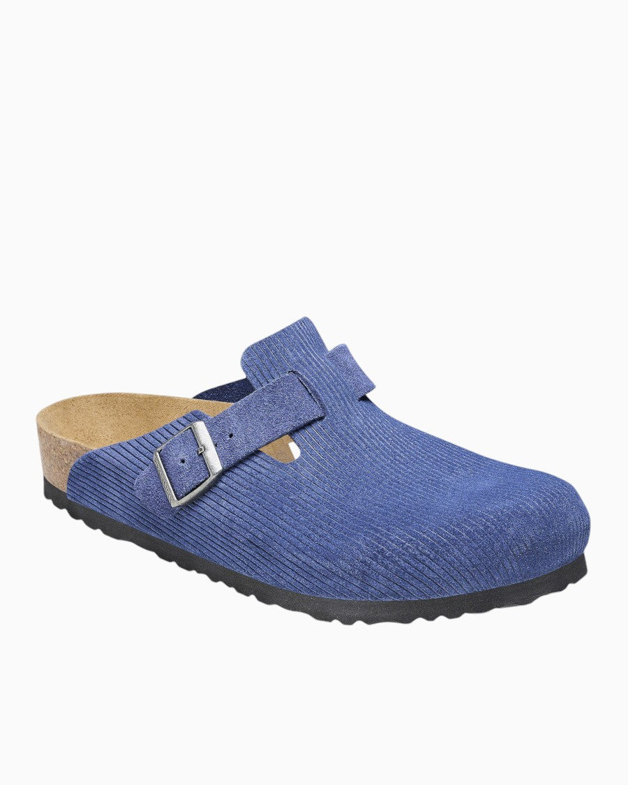 Birkenstock Boston Corduroy Suede Embossed in Indigo Blue