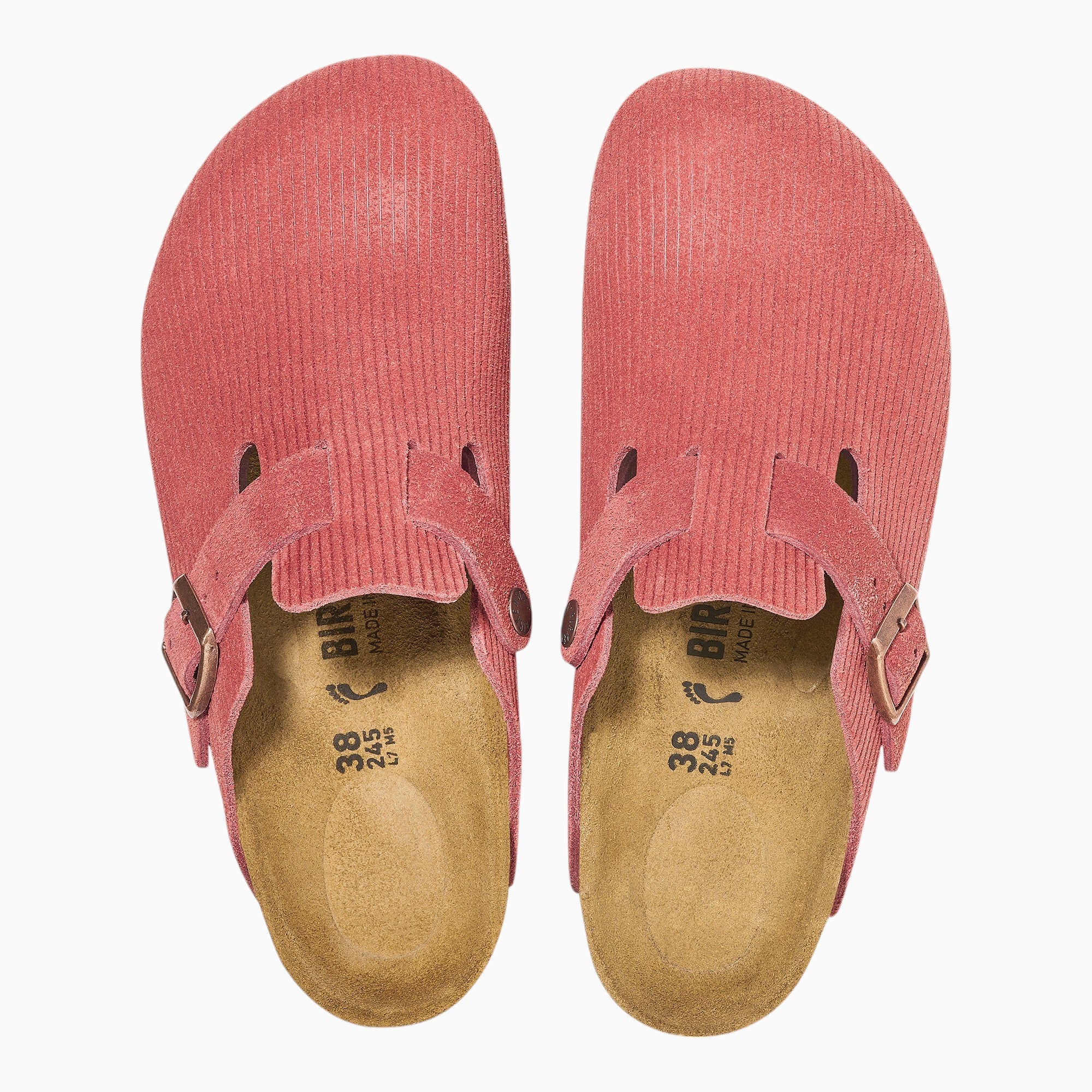 Birkenstock Boston Corduroy Suede Embossed in Sienna Red