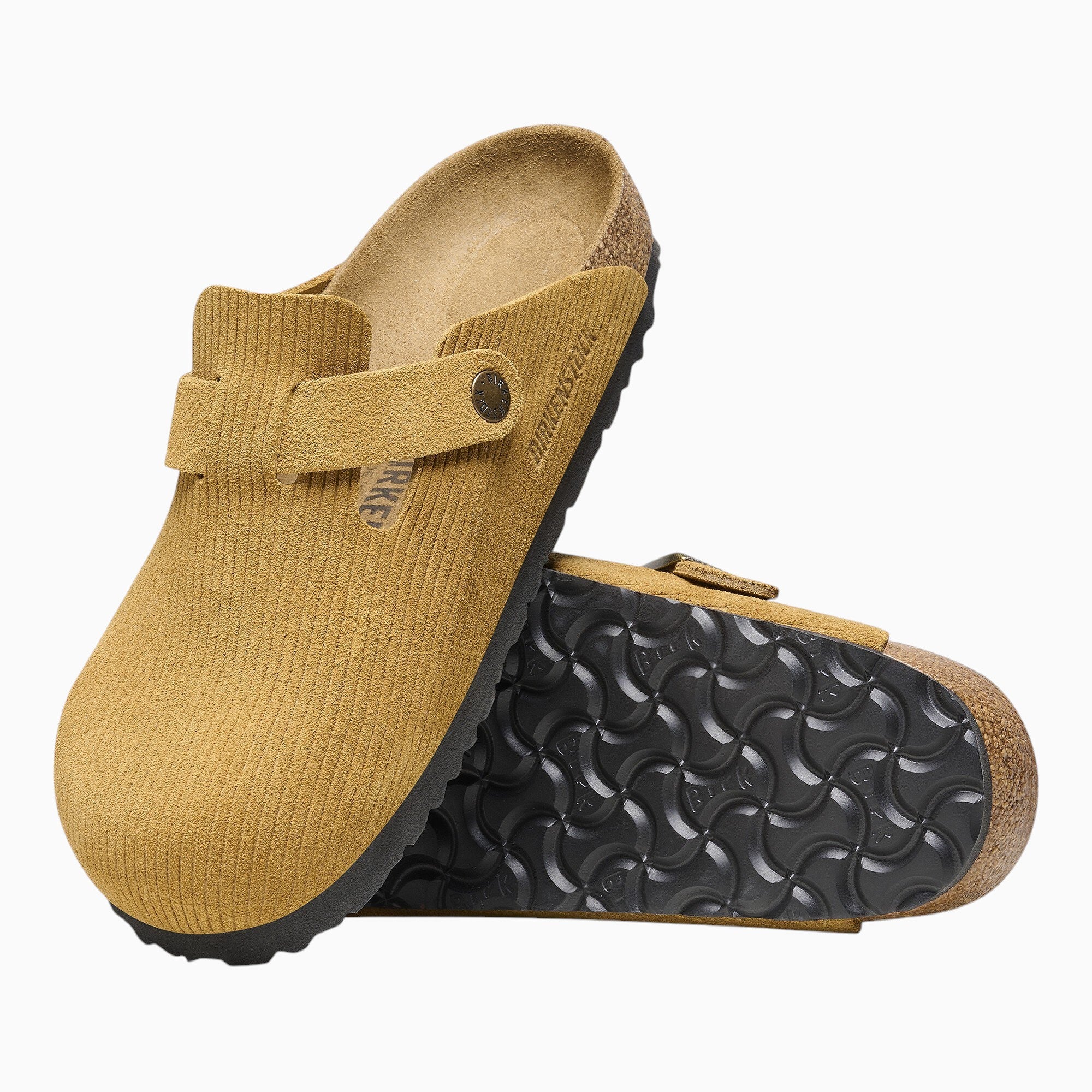Birkenstock Boston Corduroy Suede Embossed in Cork Brown