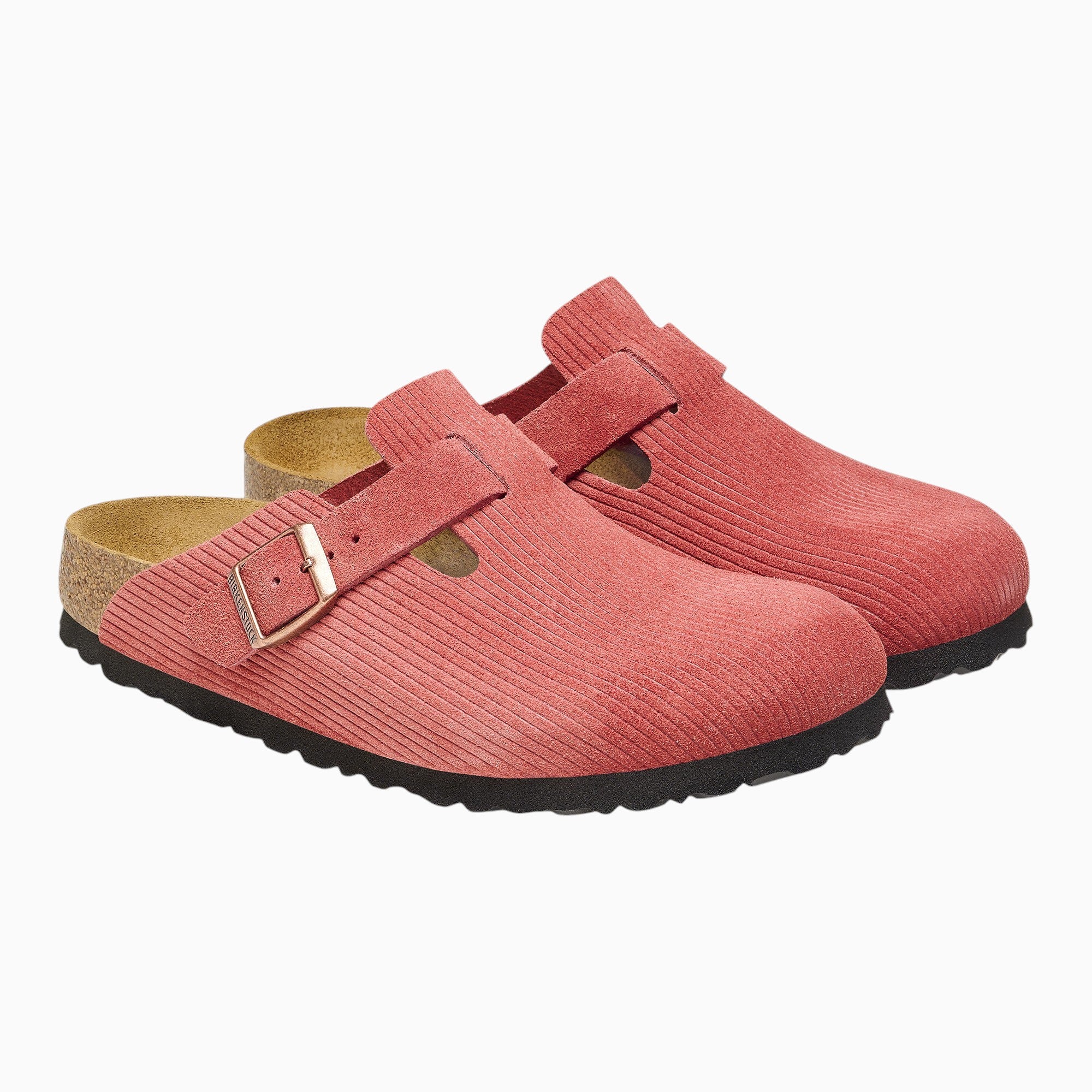 Birkenstock Boston Corduroy Suede Embossed in Sienna Red
