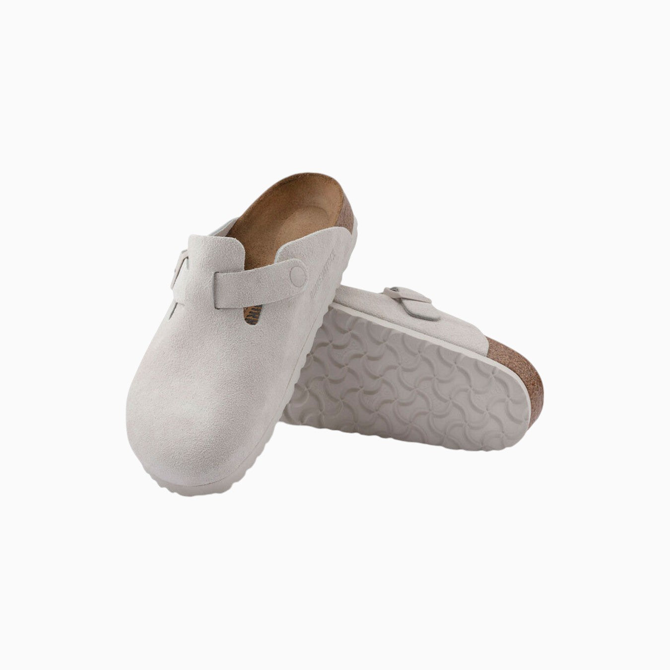 Birkenstock Boston Suede Leather in Antique White