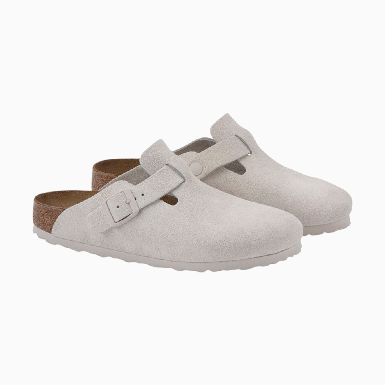 Birkenstock Boston Suede Leather in Antique White
