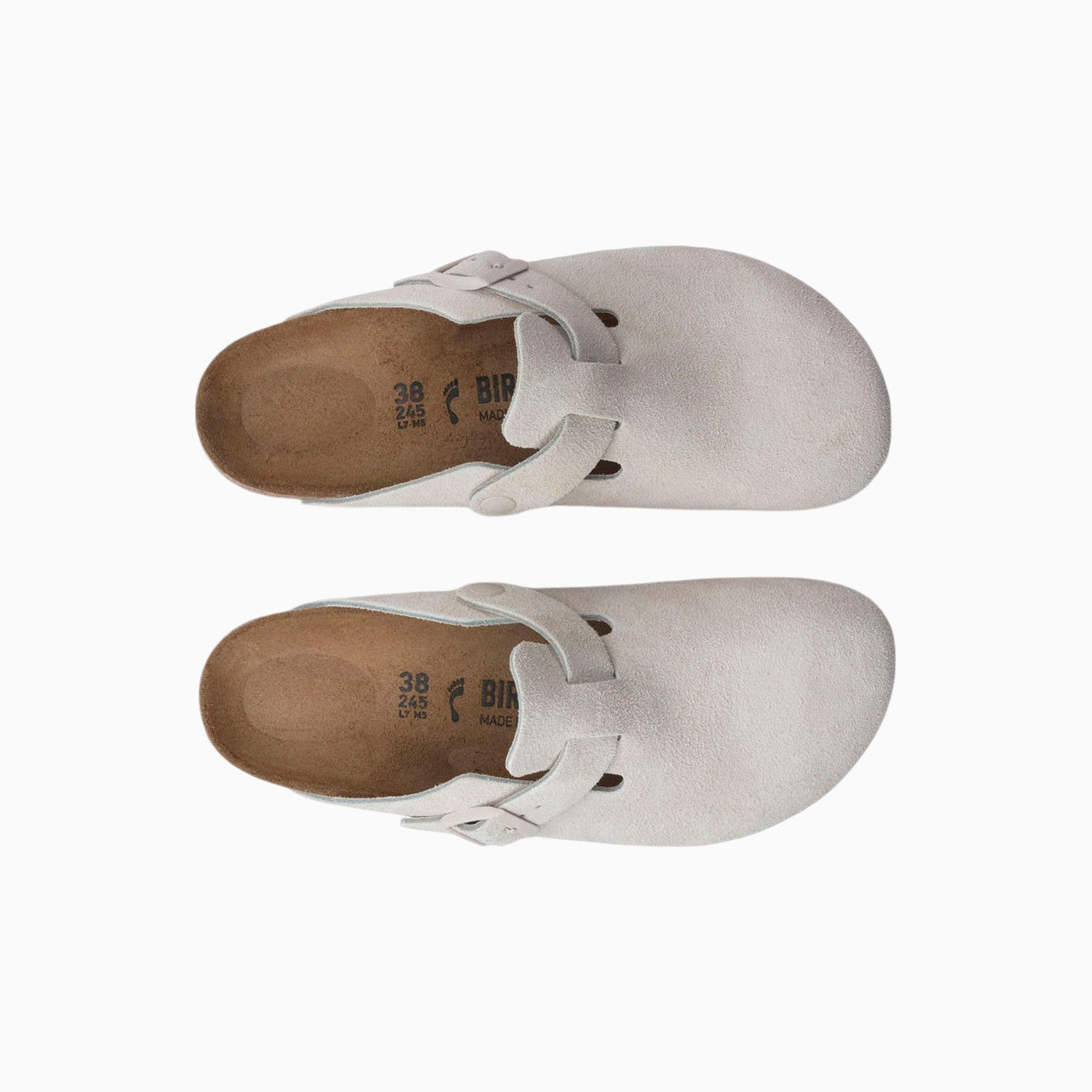 Birkenstock Boston Suede Leather in Antique White