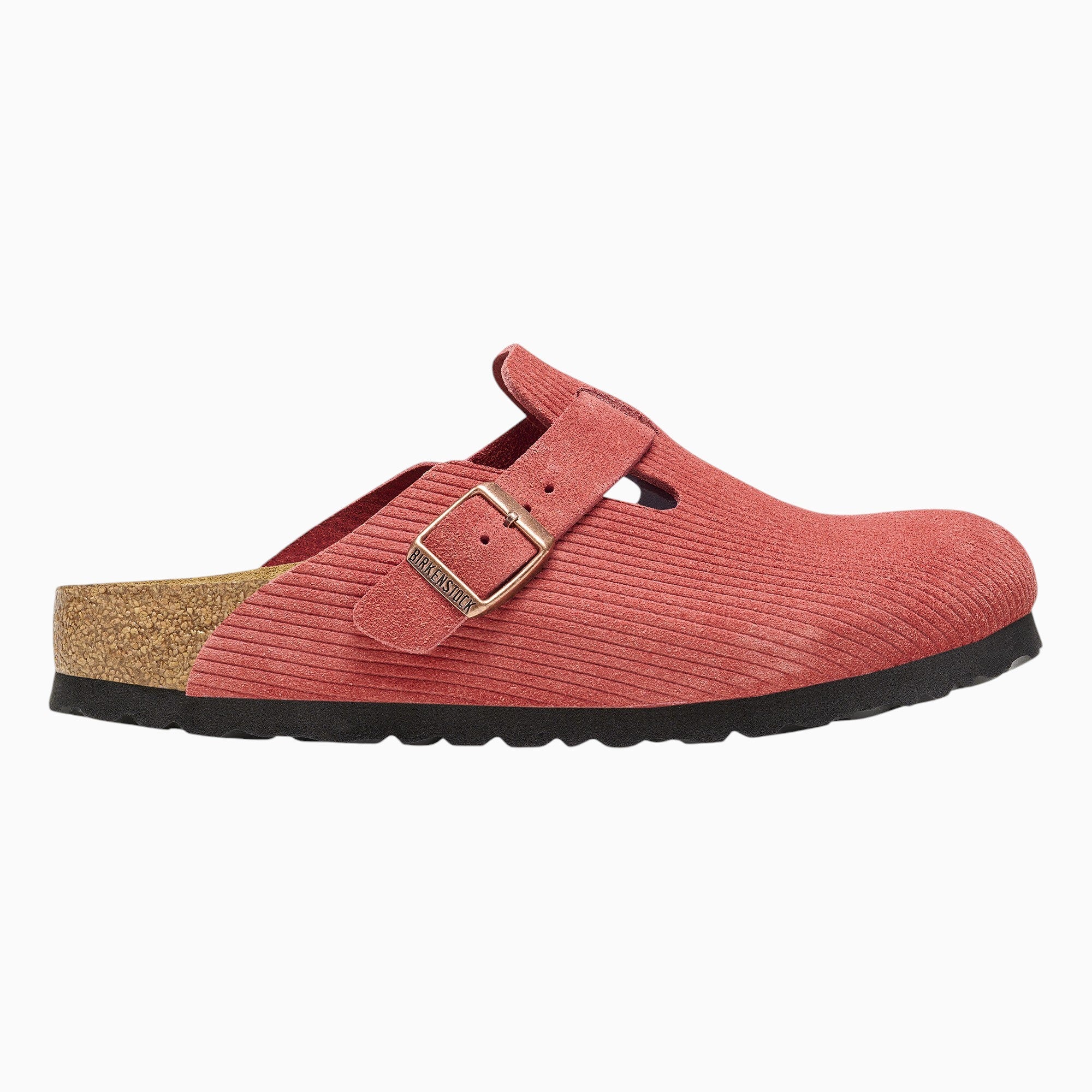 Birkenstock Boston Corduroy Suede Embossed in Sienna Red