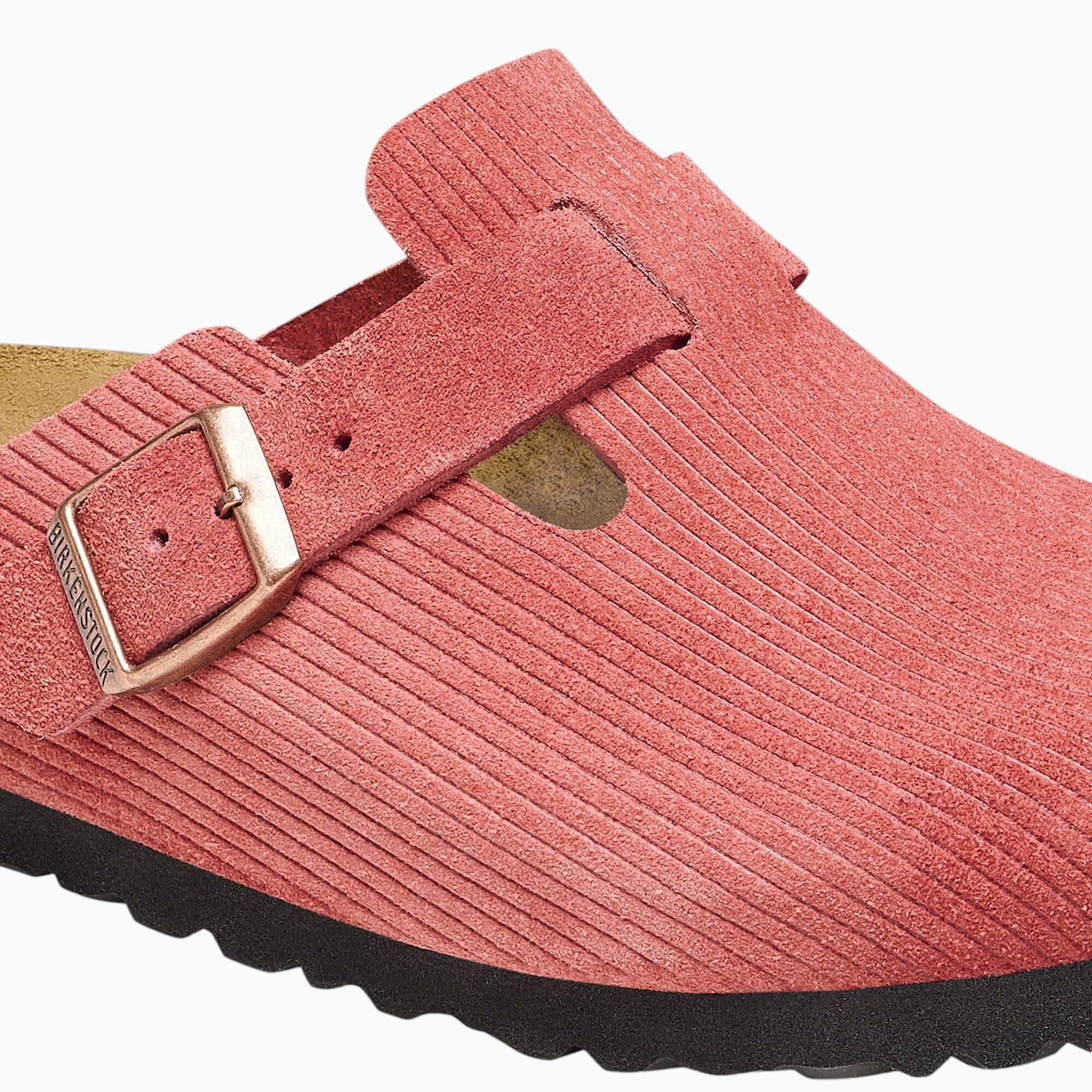 Birkenstock Boston Corduroy Suede Embossed in Sienna Red