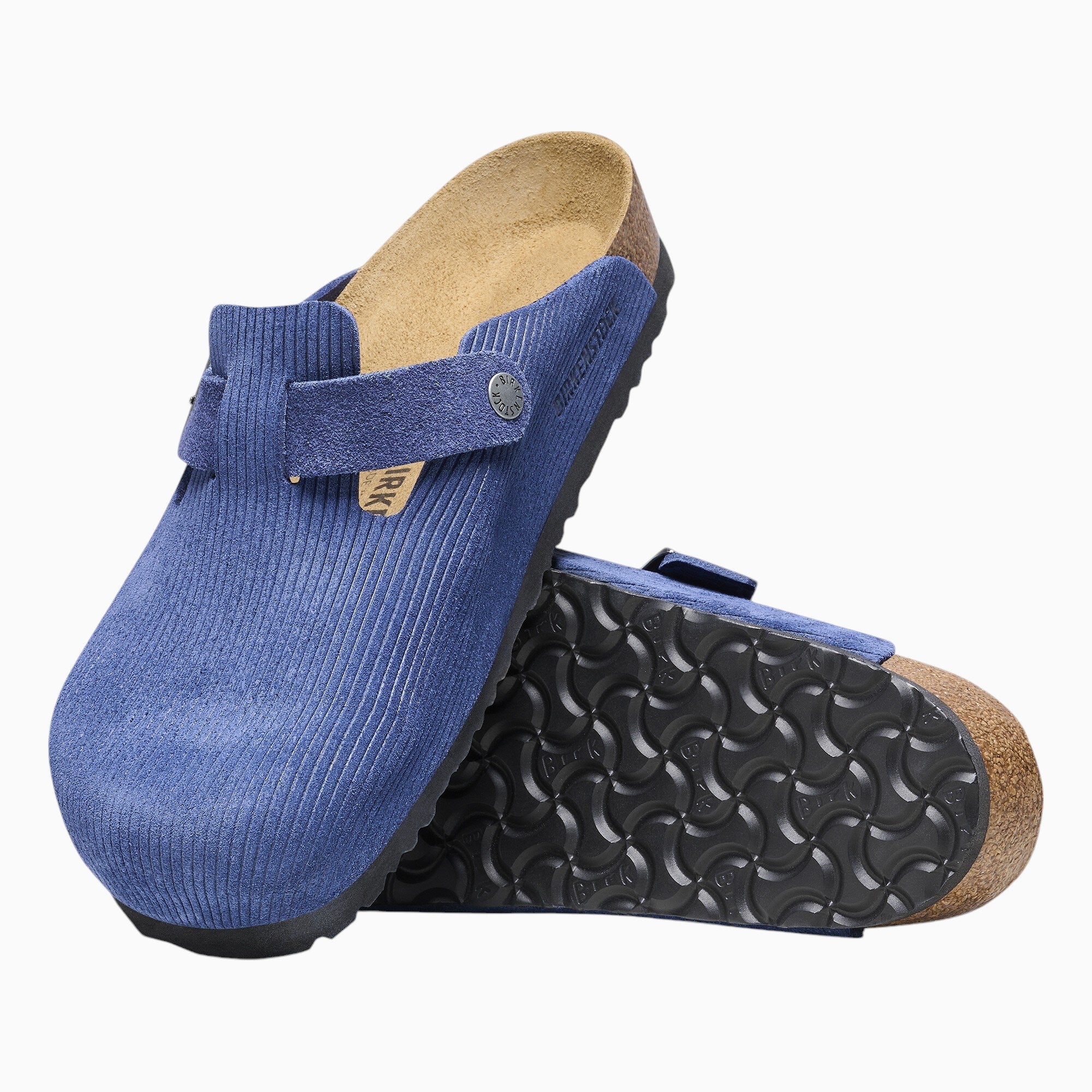 Birkenstock Boston Corduroy Suede Embossed in Indigo Blue