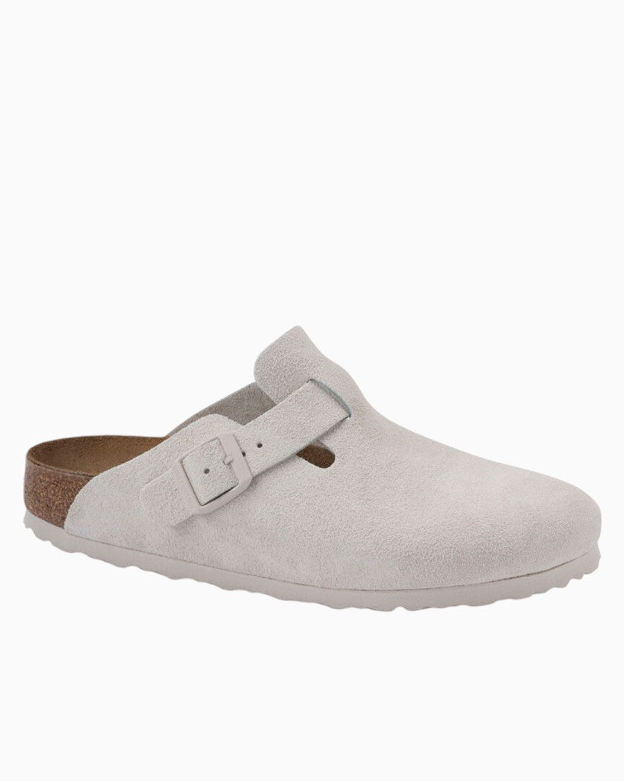 Birkenstock Boston Suede Leather in Antique White