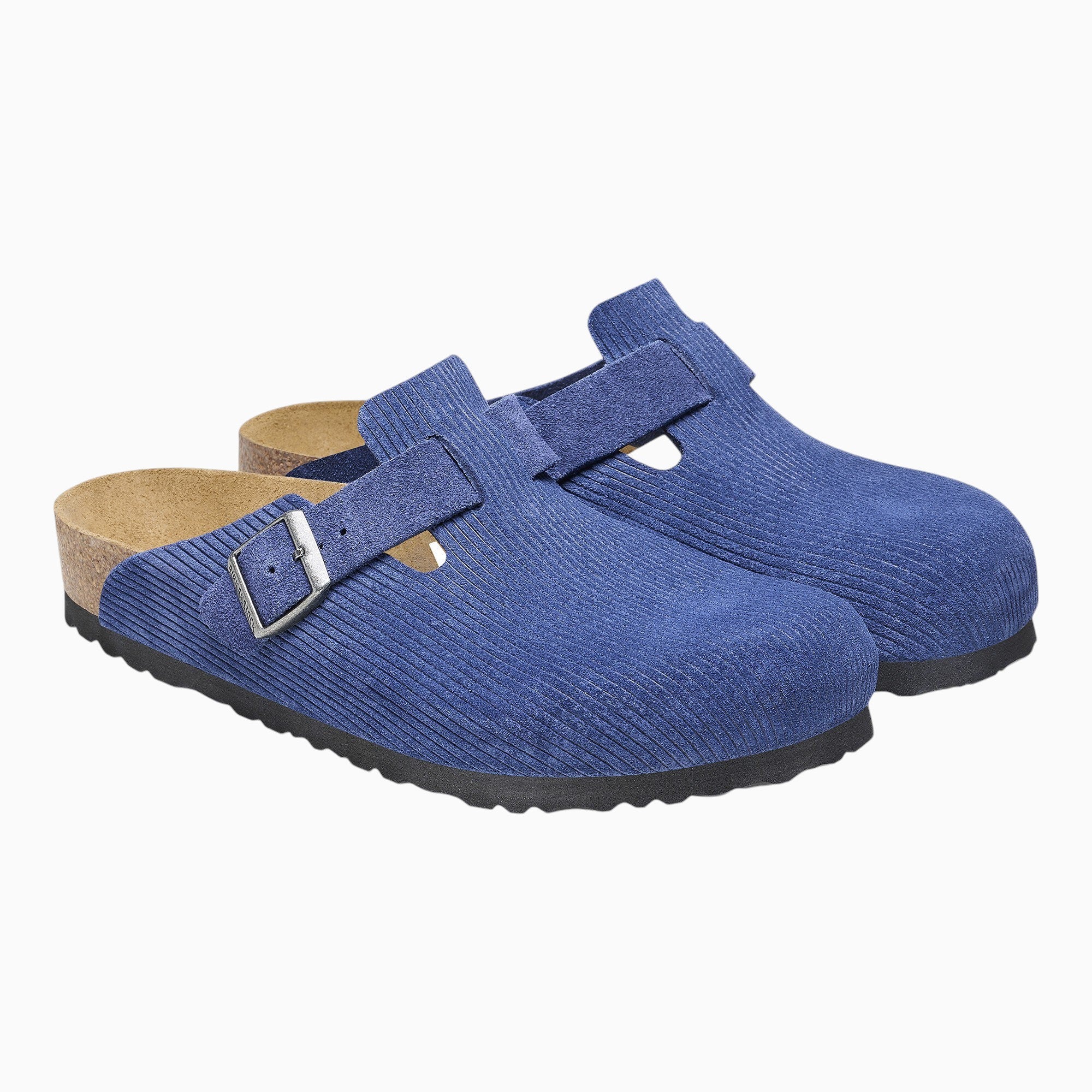Birkenstock Boston Corduroy Suede Embossed in Indigo Blue