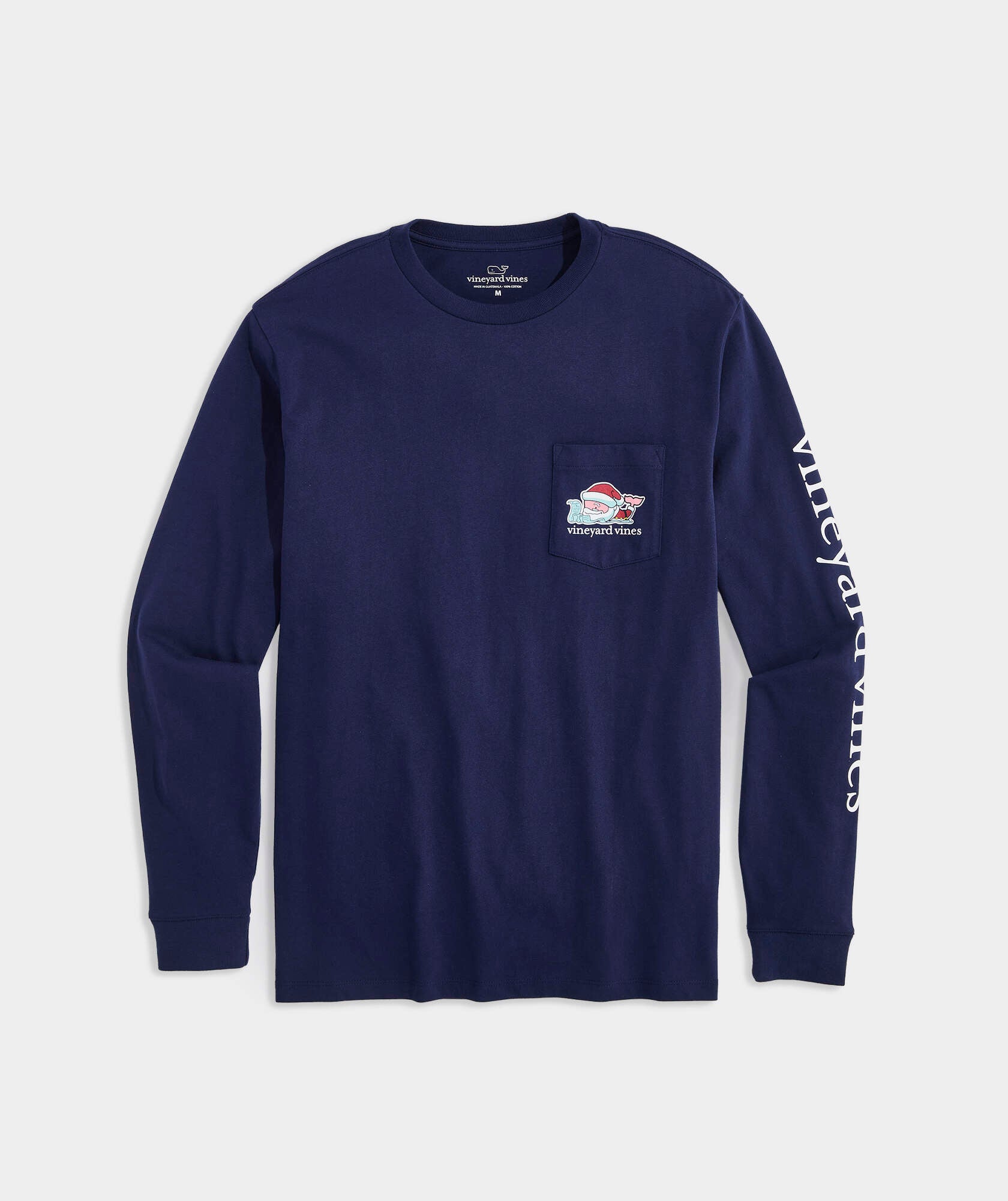 Santa's List Whale Long-Sleeve Pocket Tee