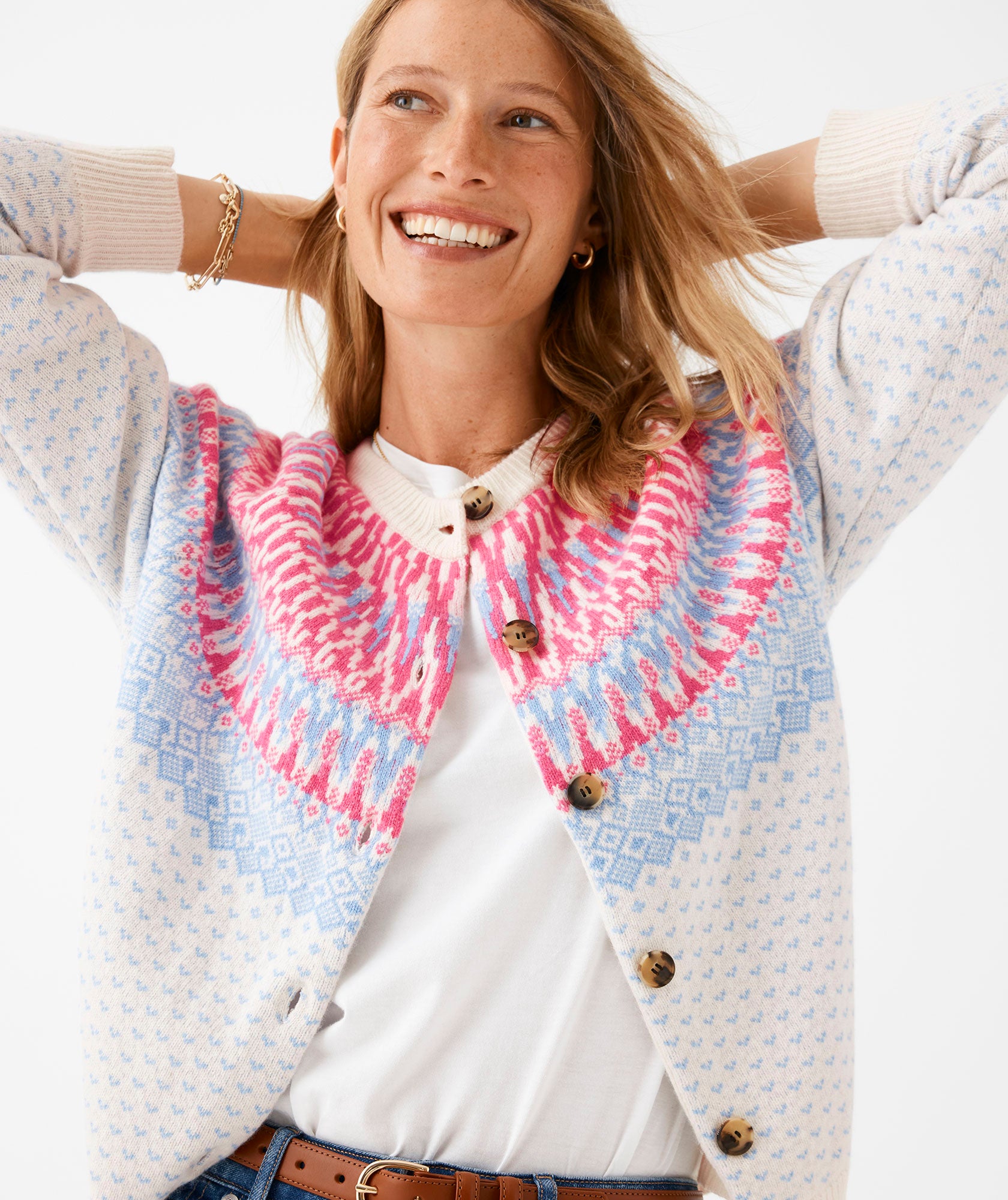 Wool Blend Fair Isle Cardigan