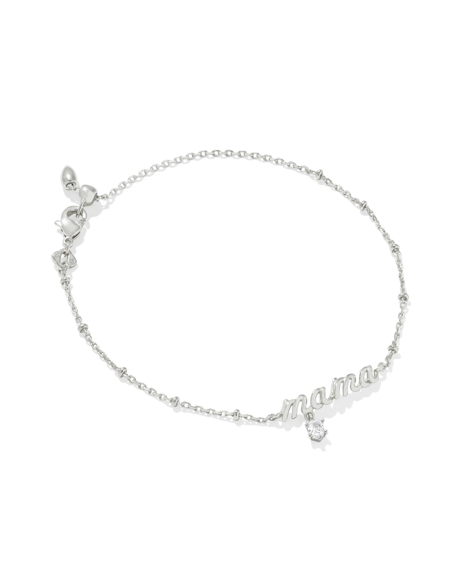 Mama Crystal Delicate Chain Bracelet In Silver