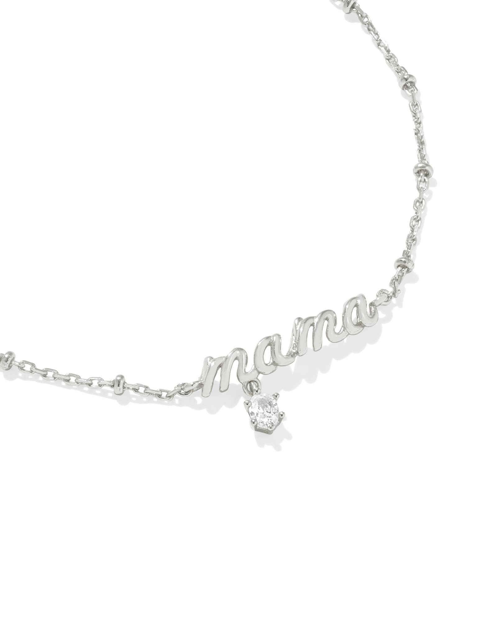 Mama Crystal Delicate Chain Bracelet In Silver