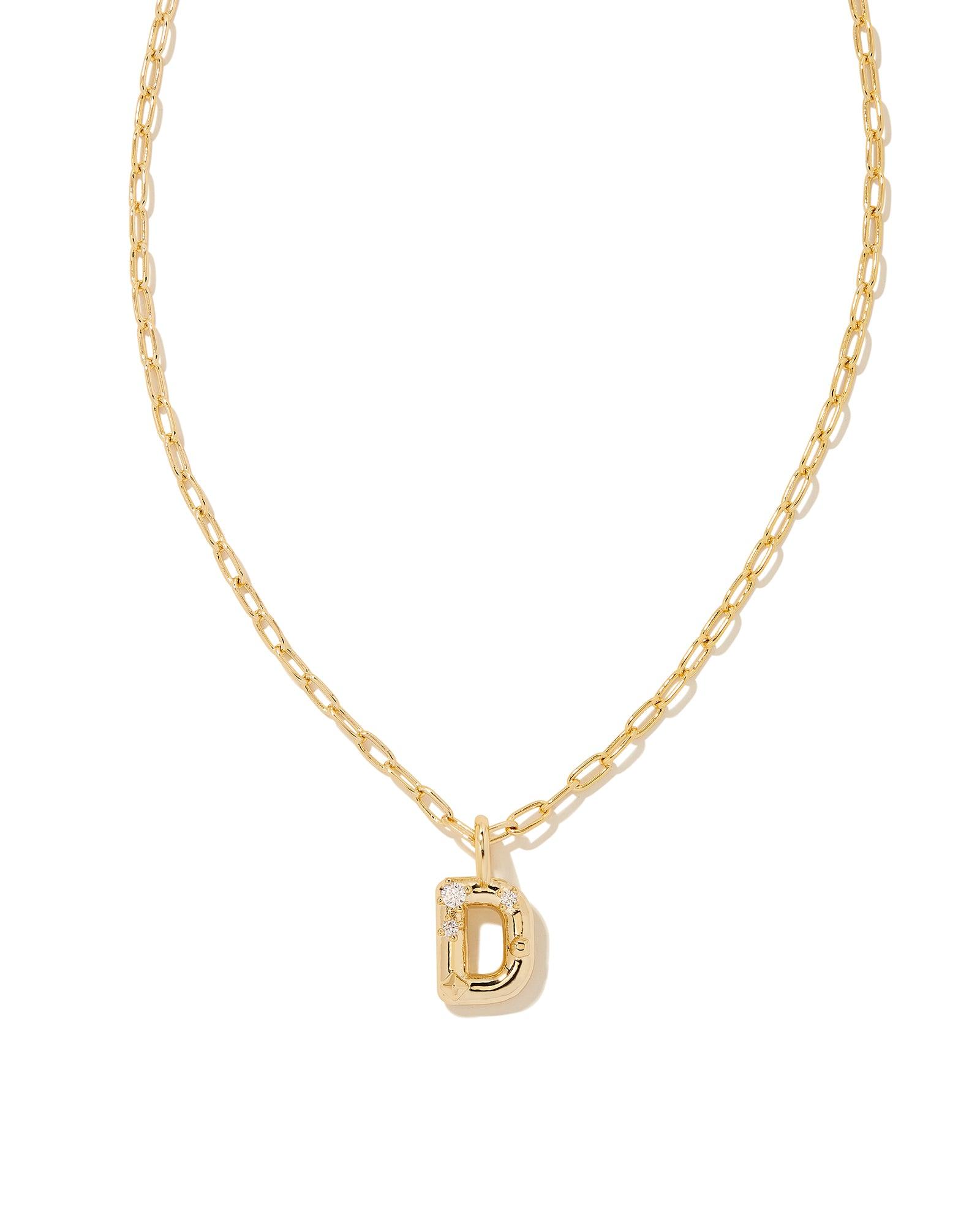 Crystal Letter D Short Pendant Necklace