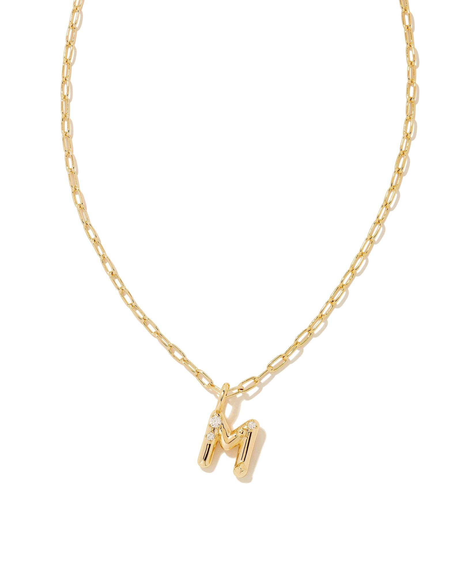 Crystal Letter M Short Pendant Necklace