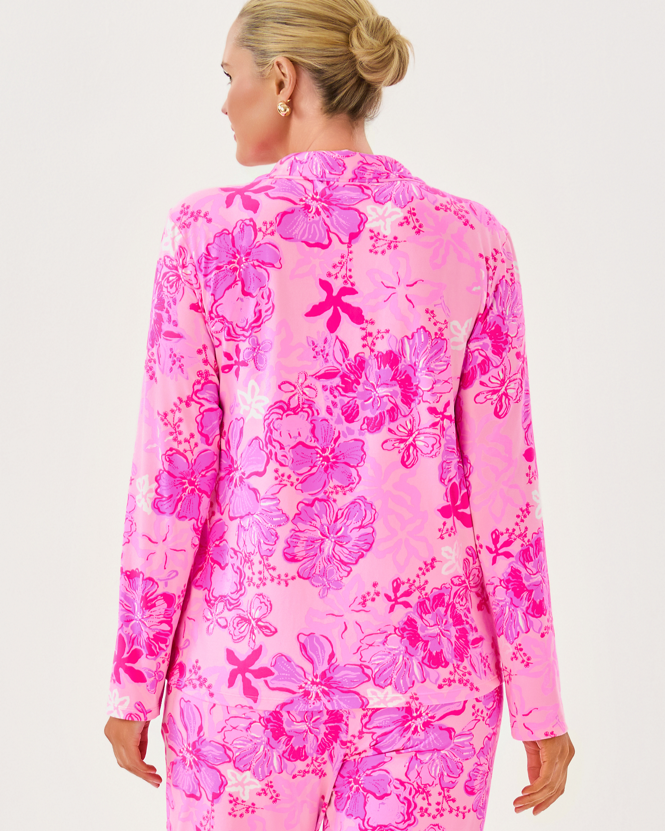 PJ Knit LS Button-up Top