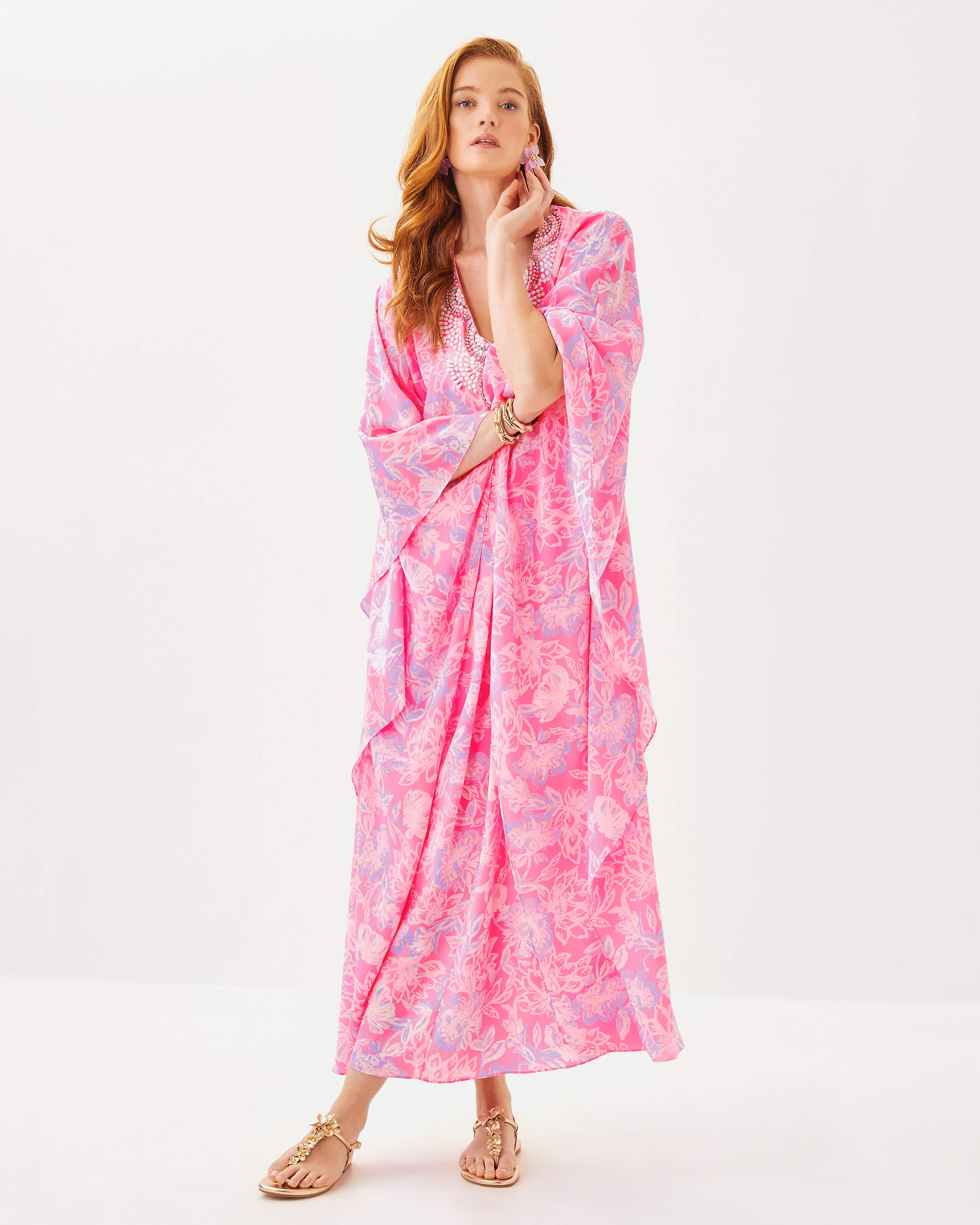 Mindy Beaded Silk Maxi Ca