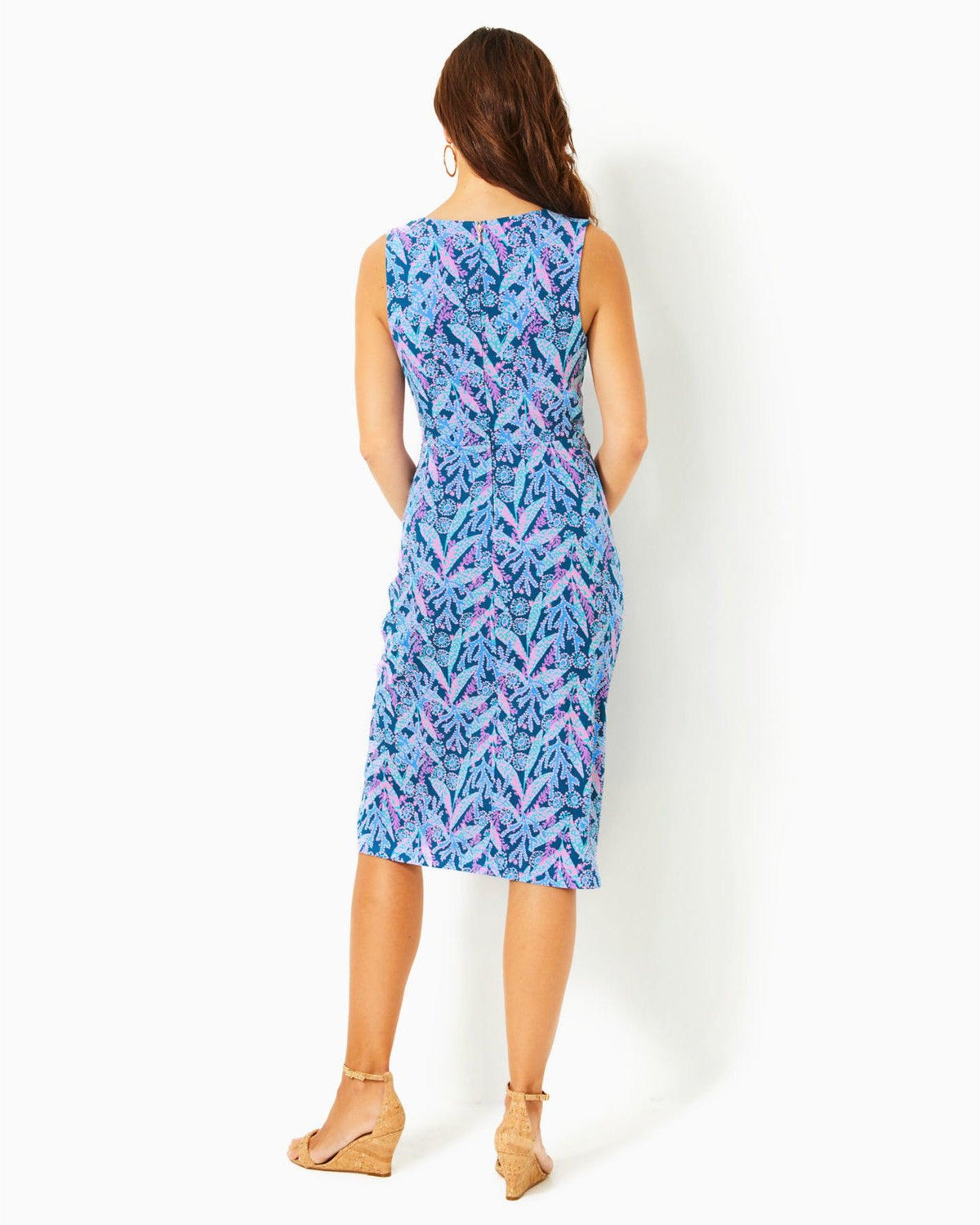 Women's Odella V-Neck Midi Dress in Blue