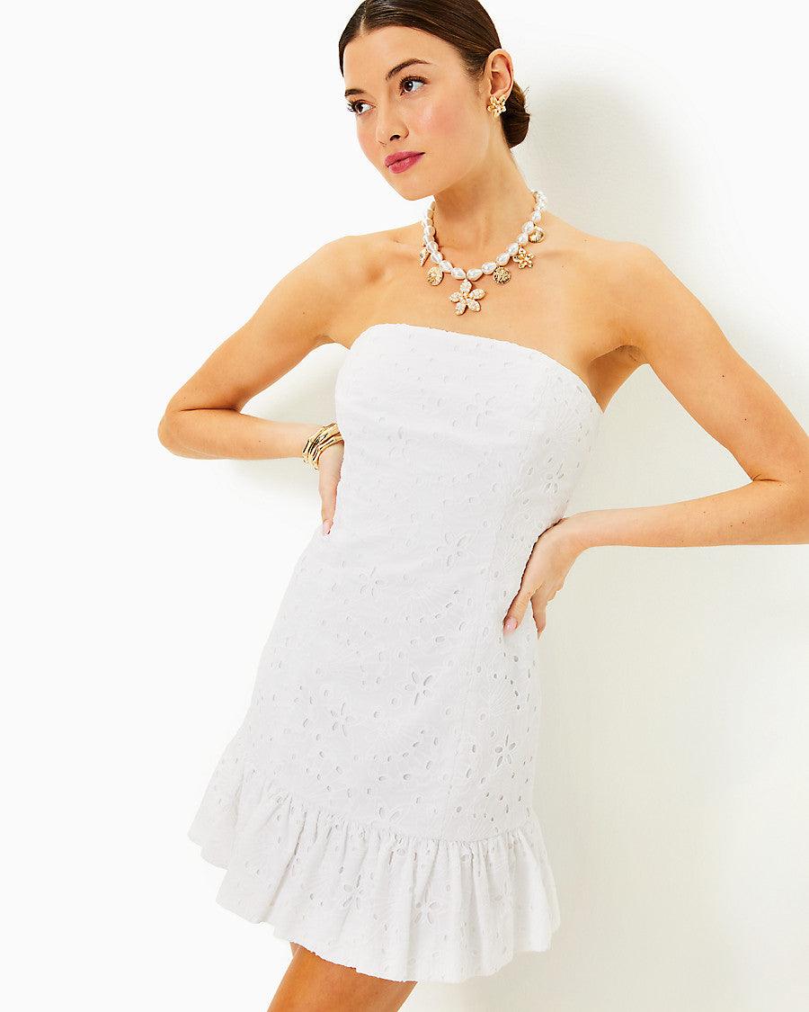 Adorie Strapless Cotton Eyelet Dress