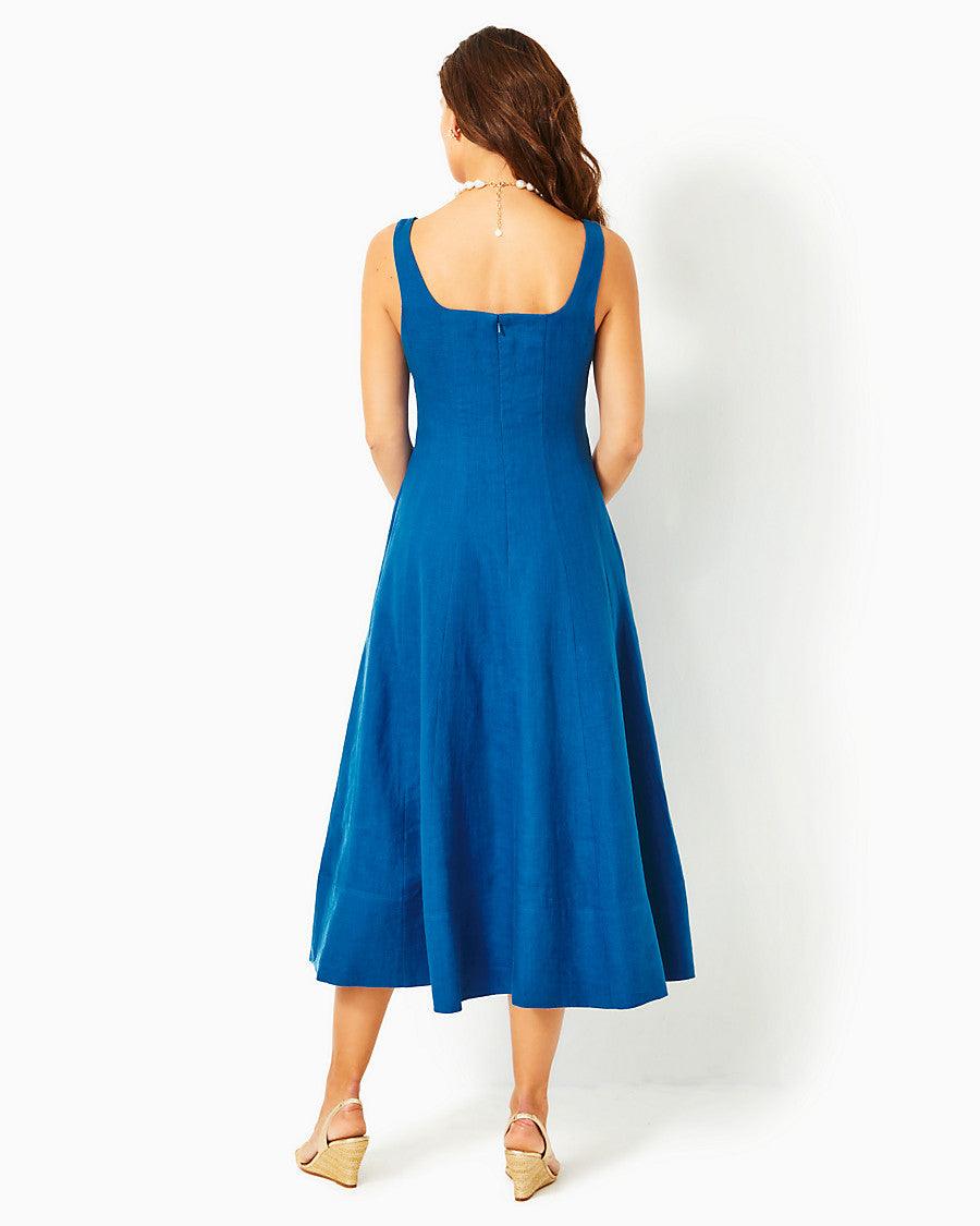 Calina Linen Midi Dress The Pink Cottage Calina Linen Midi Dress The Pink Cottage