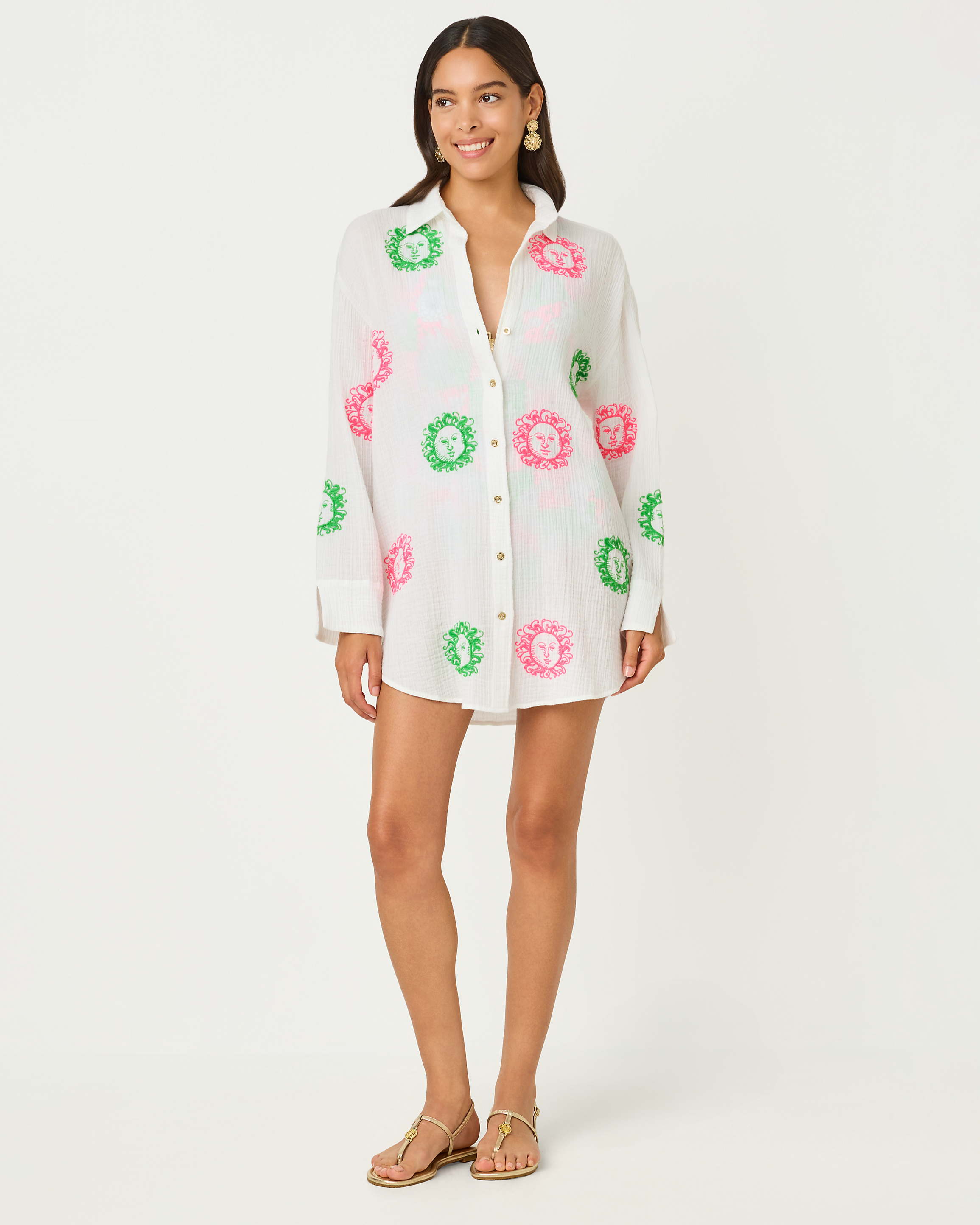 Kwitney Embroidered Long Sleeve Coverup