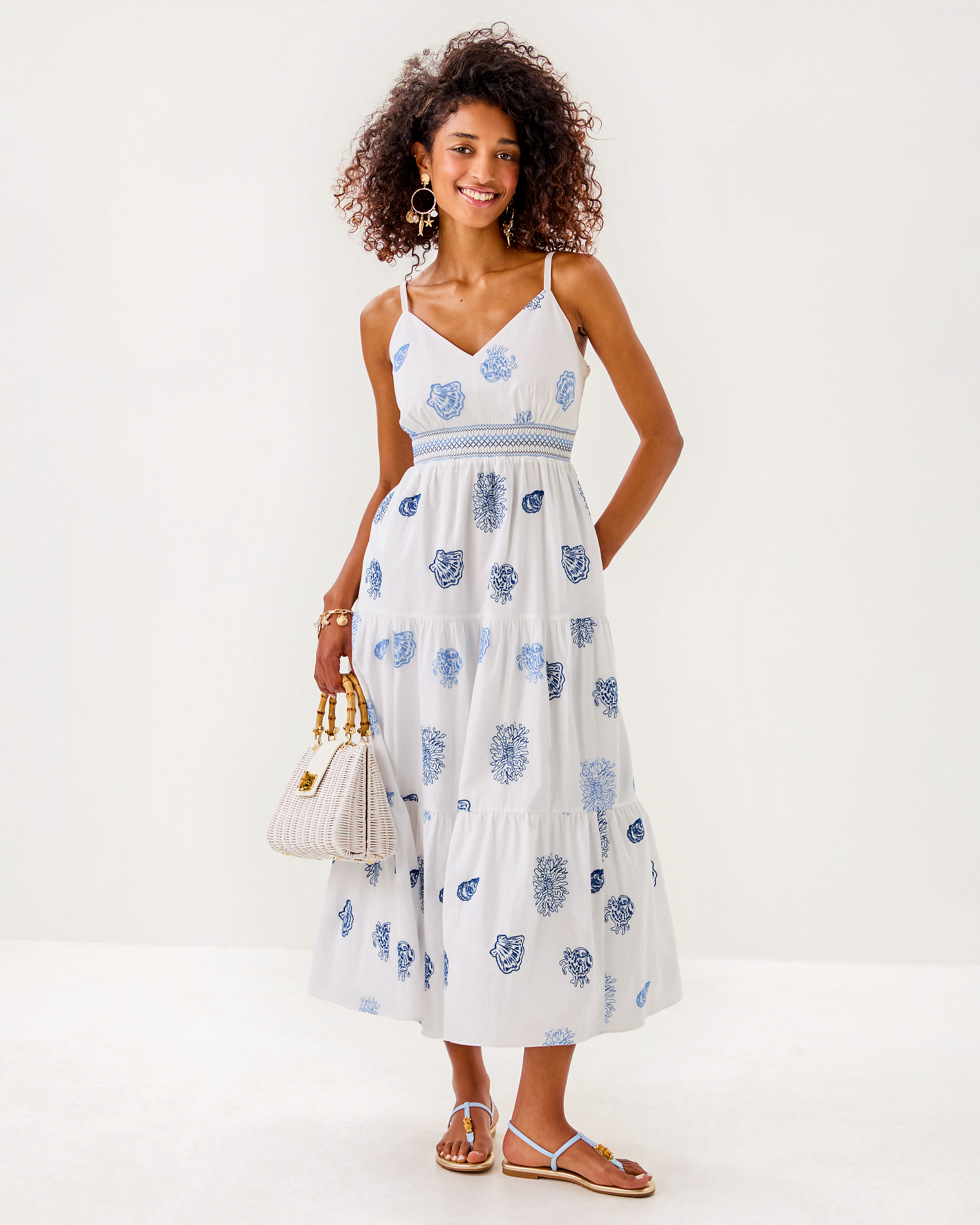 Zanna Embroidered Cotton Midi Dress