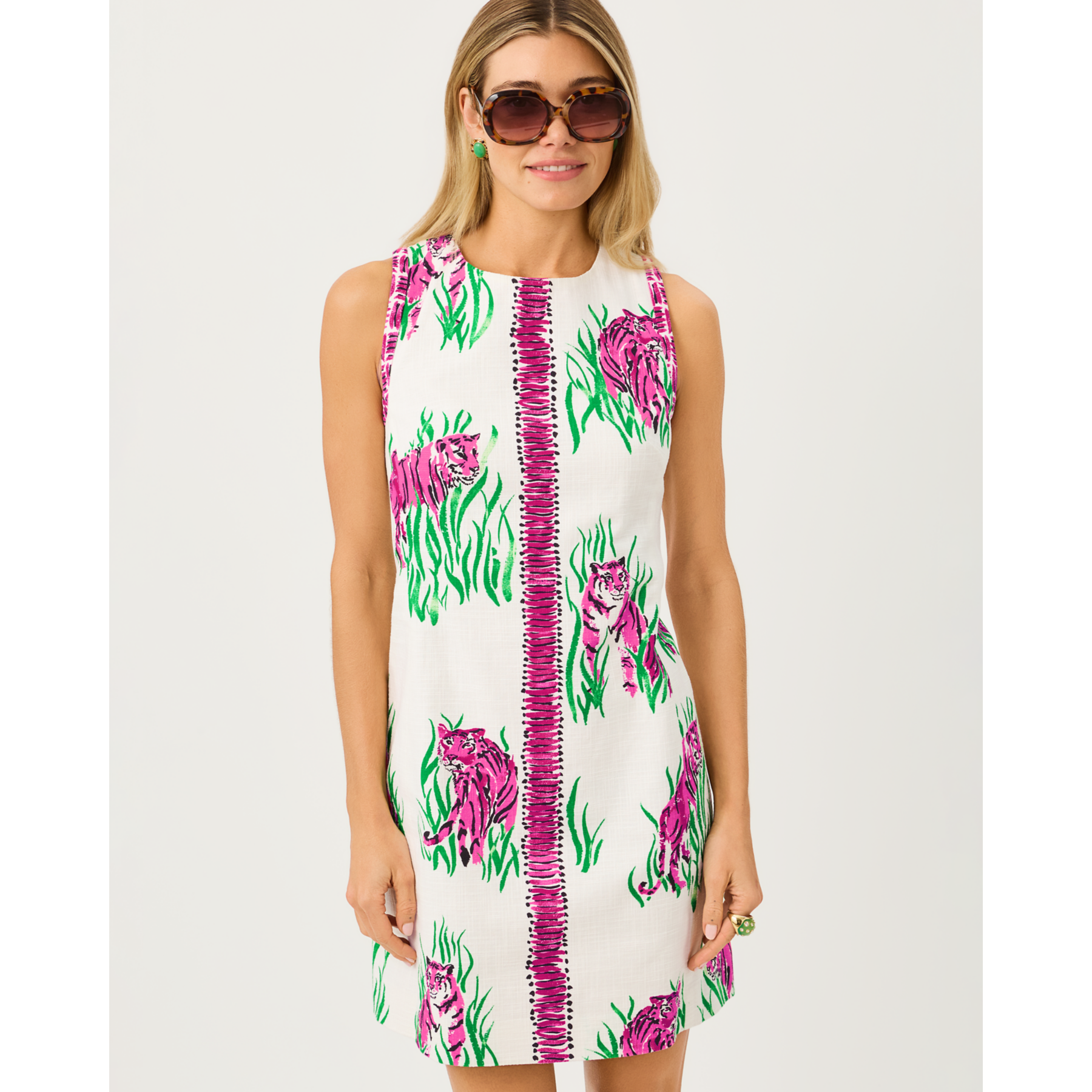 Devyn Stretch Shift - Coconut Camouflage Catwalk Engineered Woven Shift