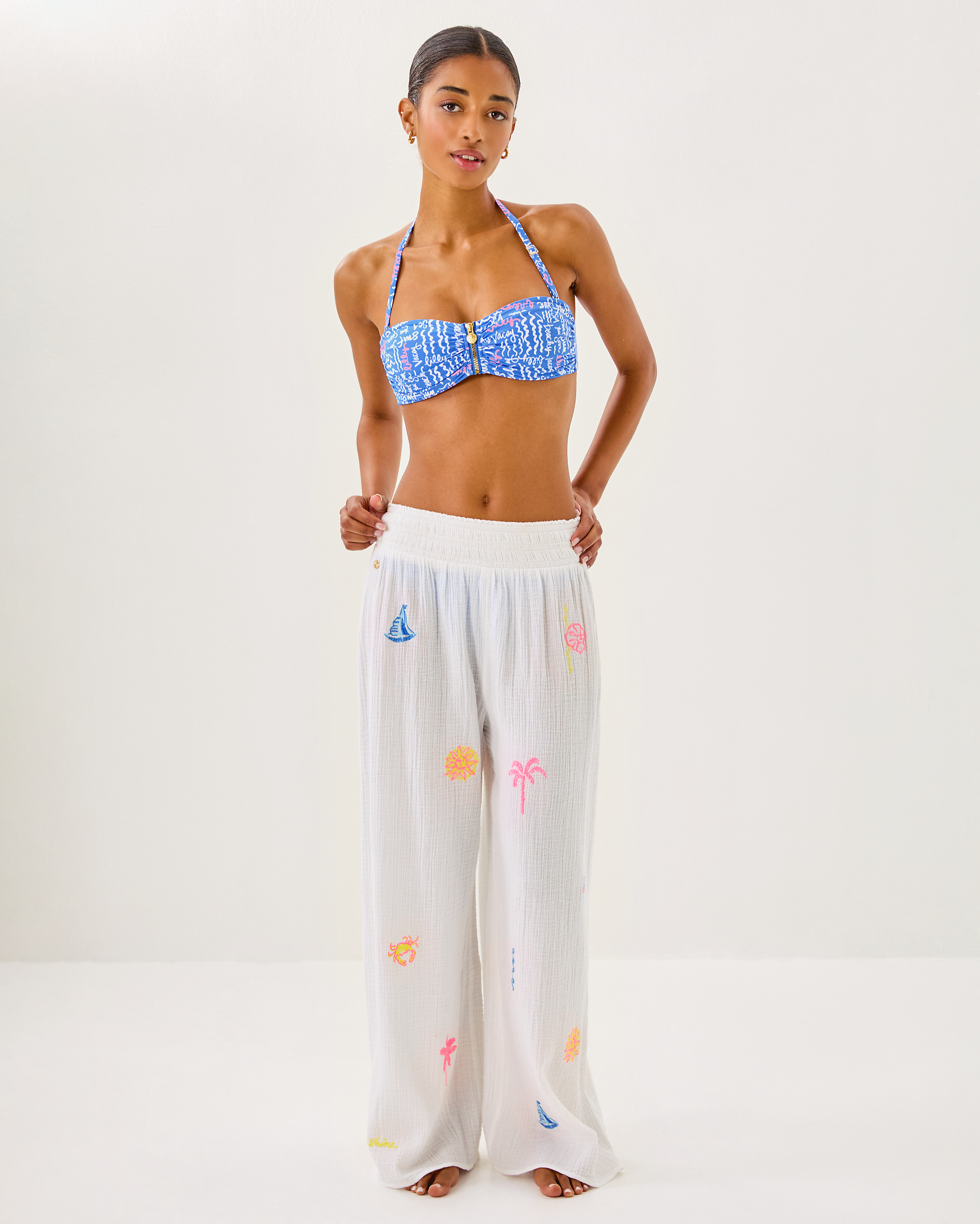 Enzo Embroidered Pant Coverup