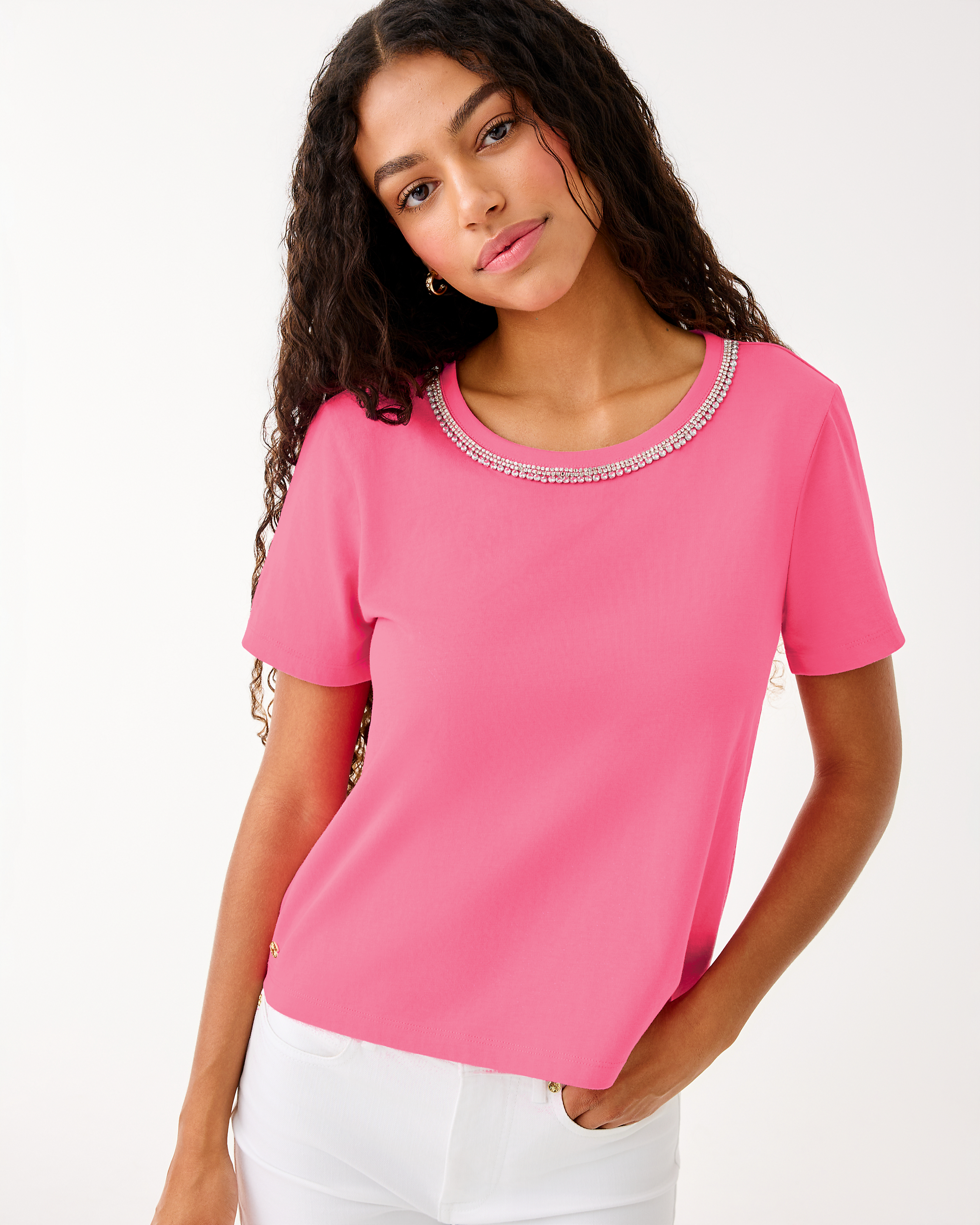 Clairmont Rhinestone Knit Shirt – The Pink Cottage