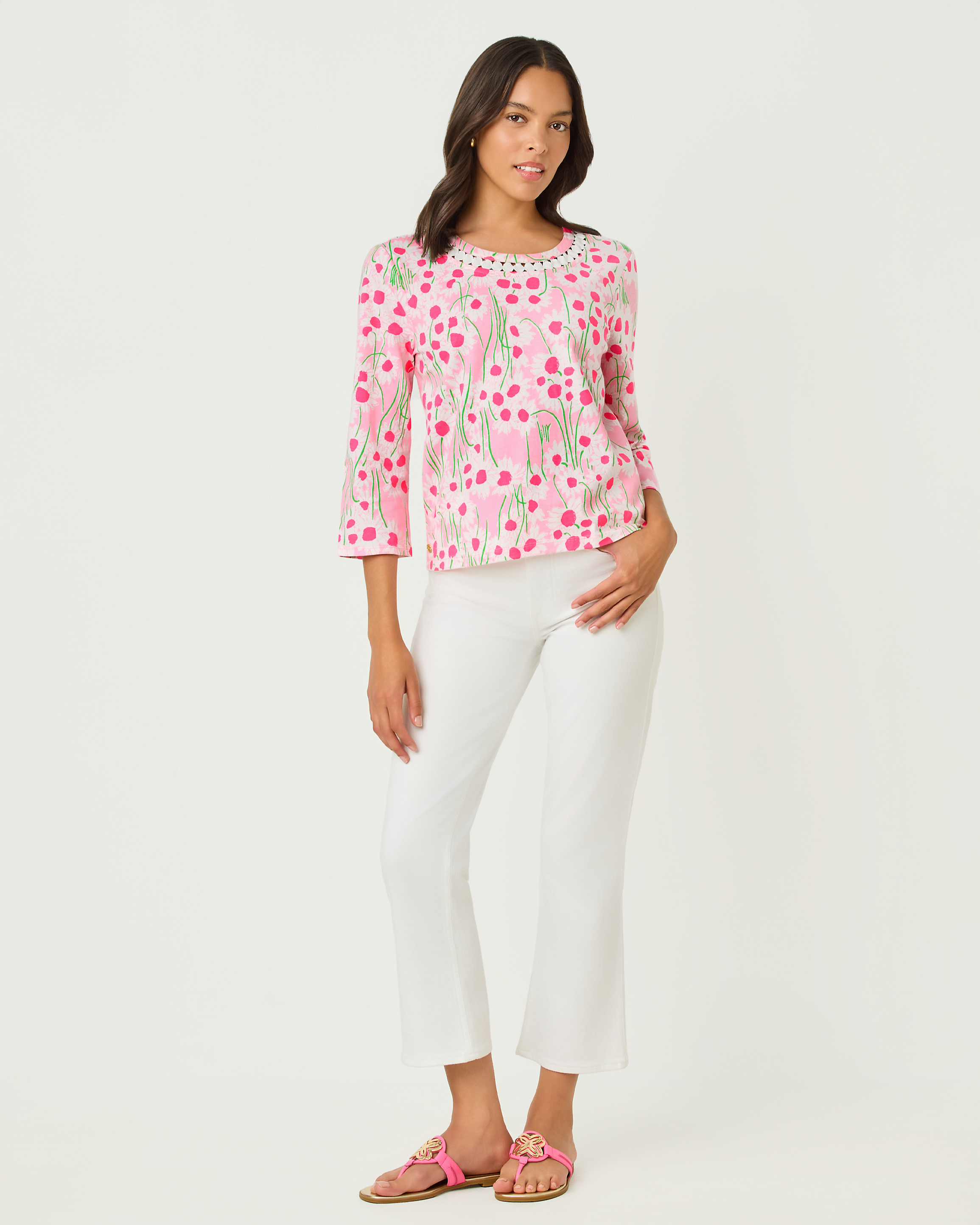 Clairmont 3/4 Sleeved Trimmed Knit Top