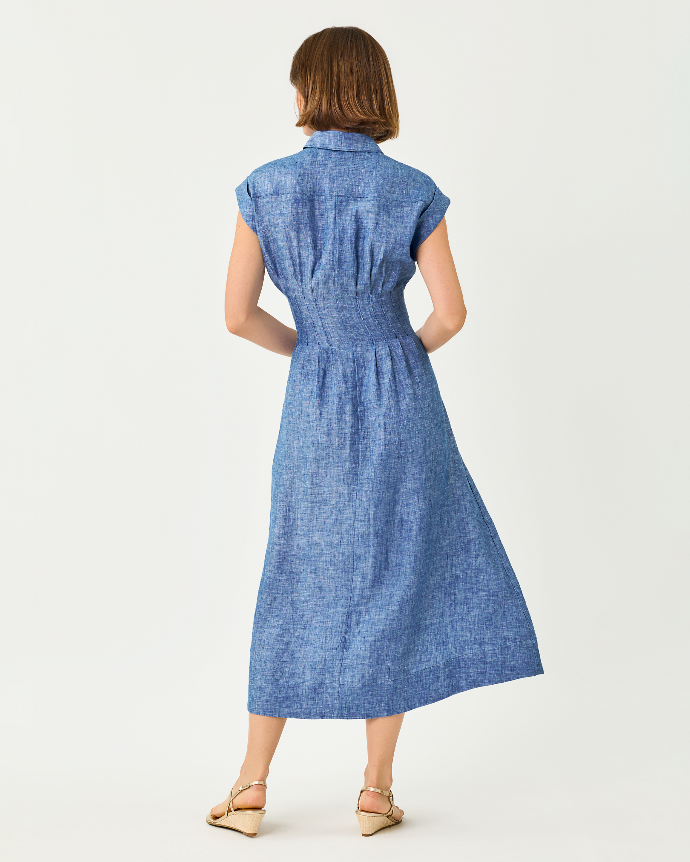 TONYA LINEN MIDI SHIRTDRESS