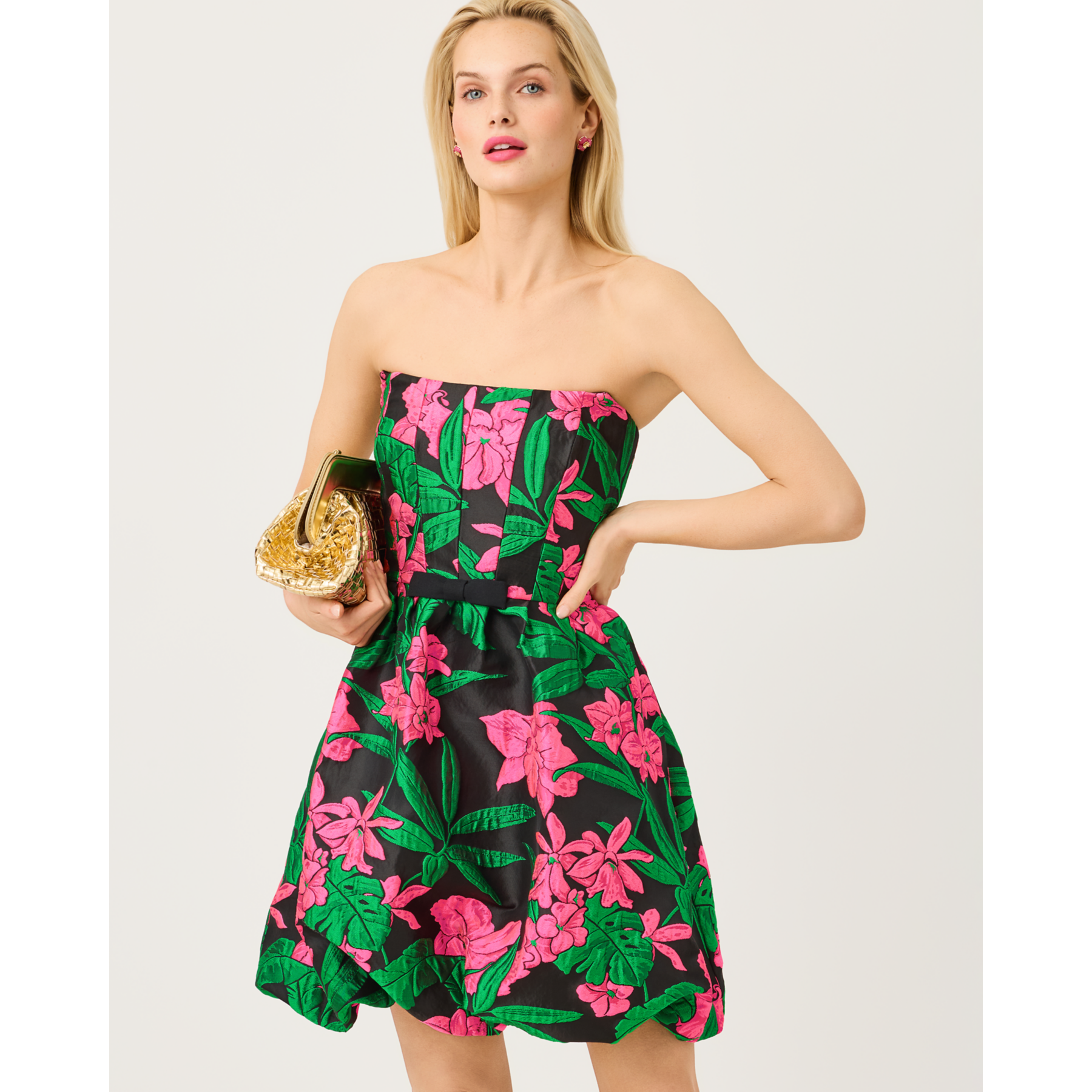 Bowman Dress - Noir Jungle Bouquet Jacquard