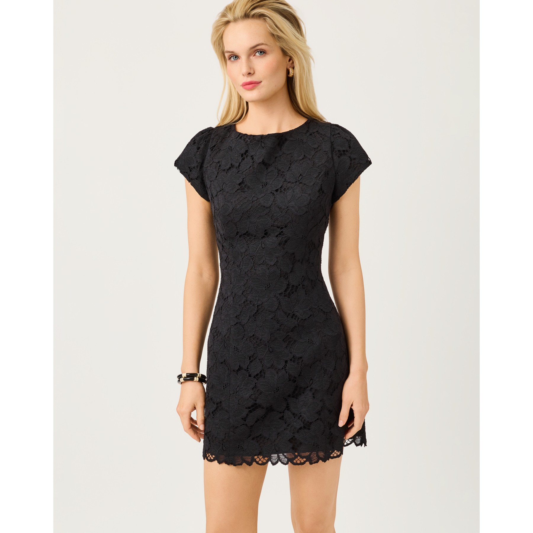 Jules Short Sleeve Romper - Noir Petal Pusher Lace
