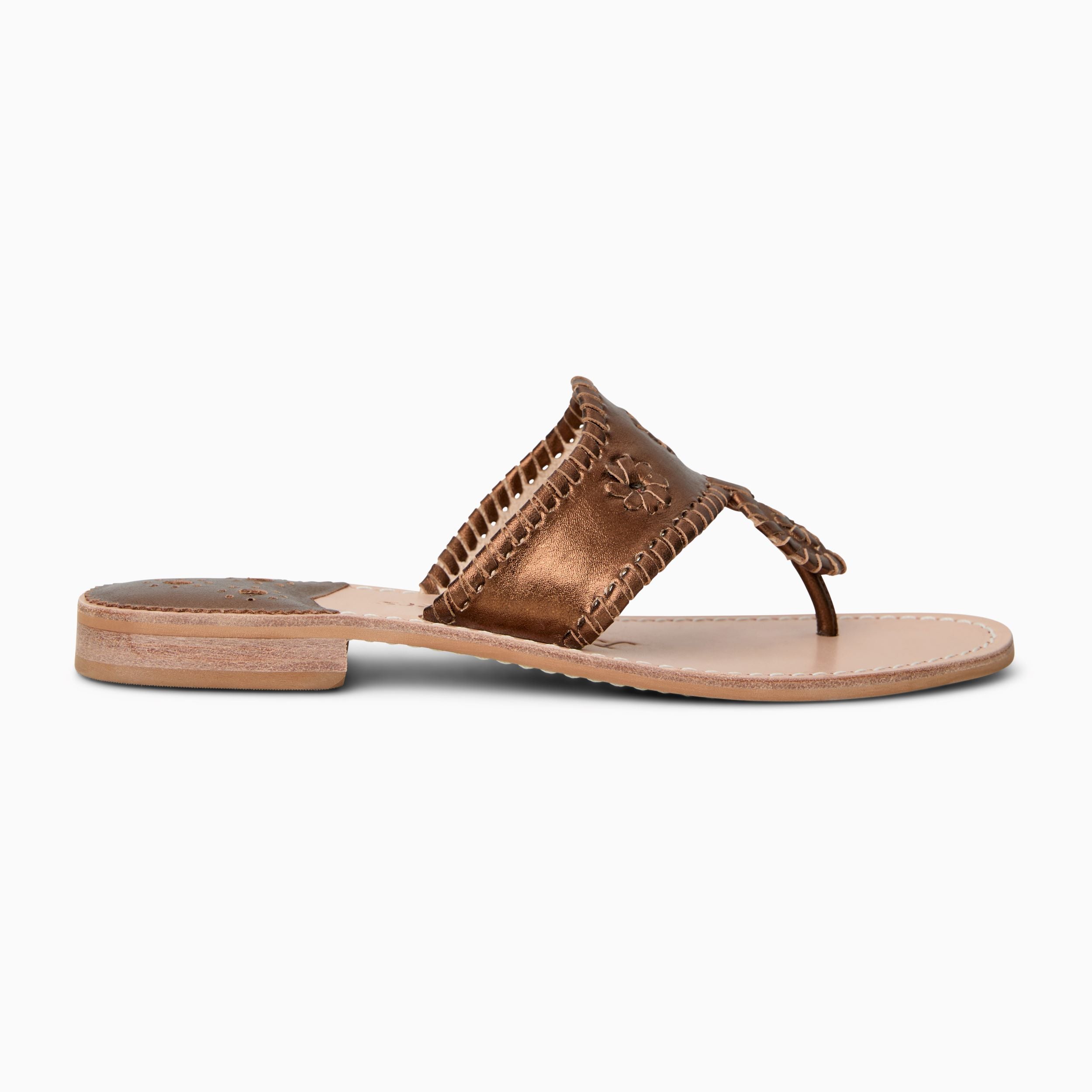 Jacks Flat Sandal - Metallic Nappa