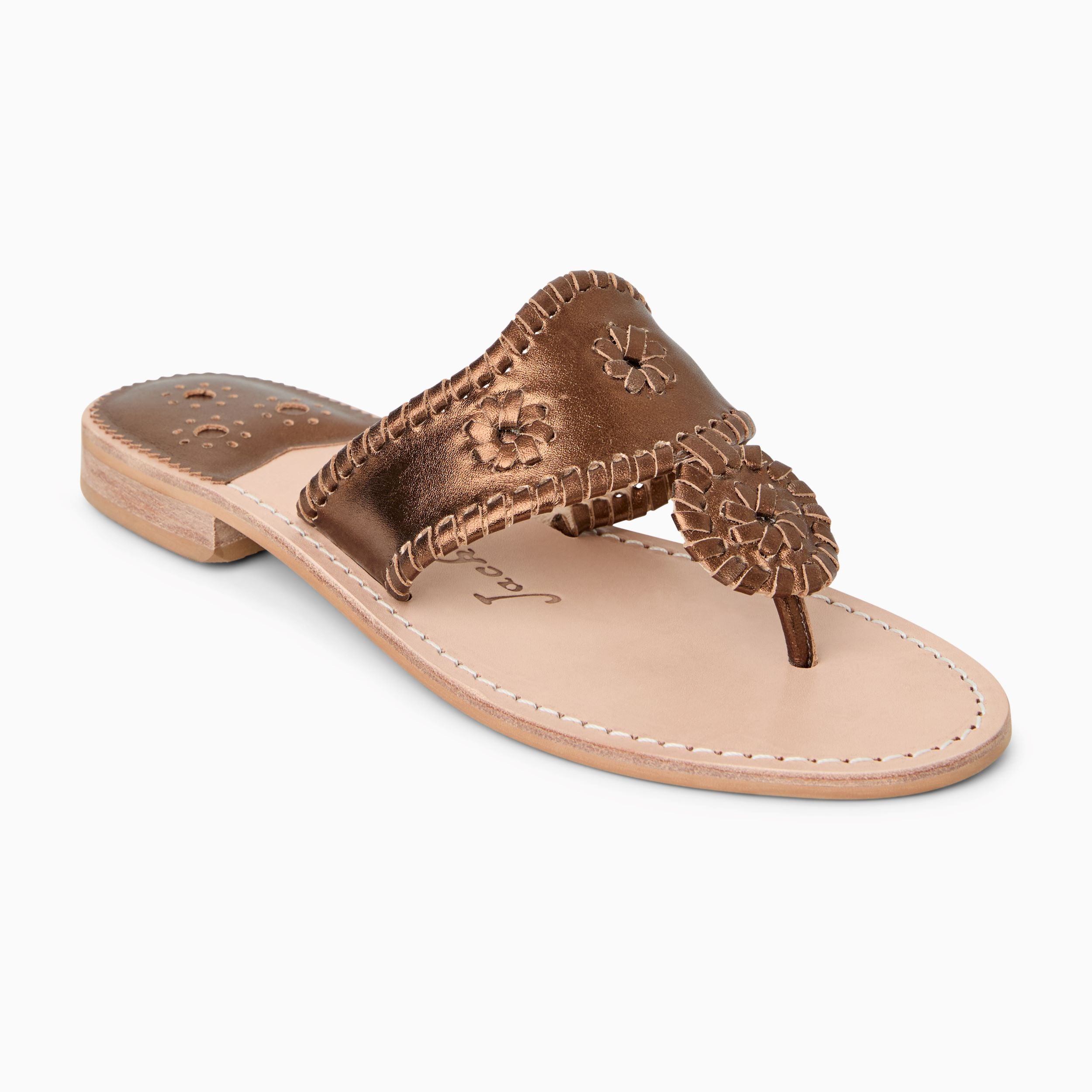 Jacks Flat Sandal - Metallic Nappa