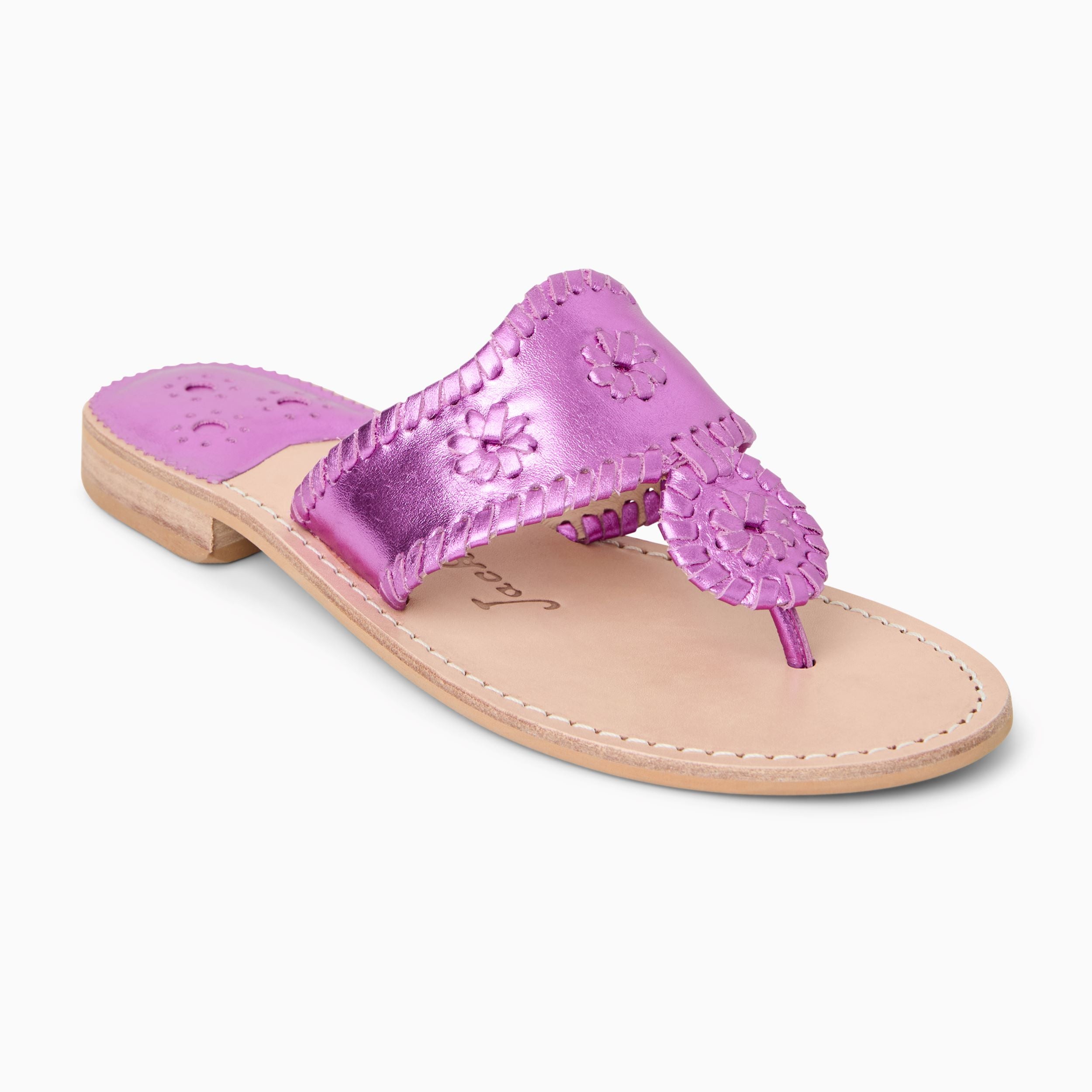 Jacks Flat Sandal - Metallic Nappa