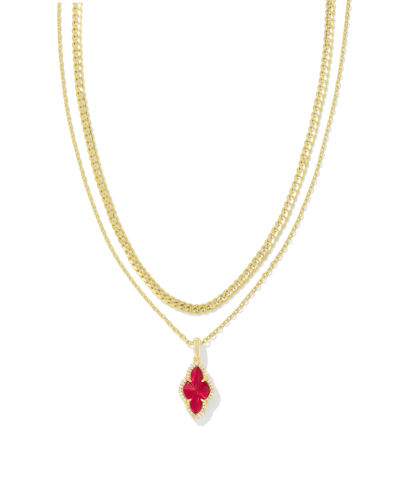 Abbie Pave Frame Multi Strand Necklace
