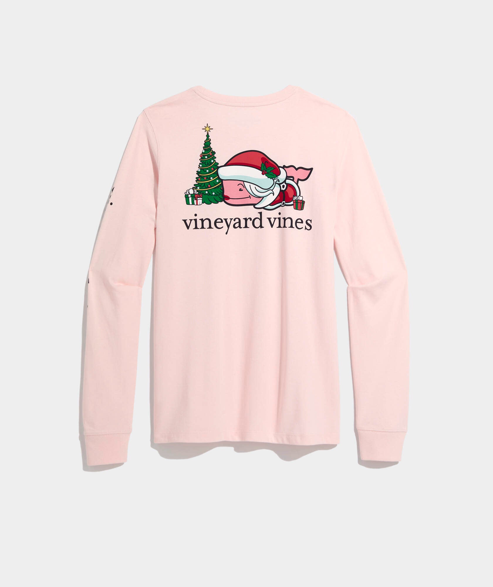 Women's Mrs. Claus Christmas Tree Whale Long-Sleeve Pocket Tee