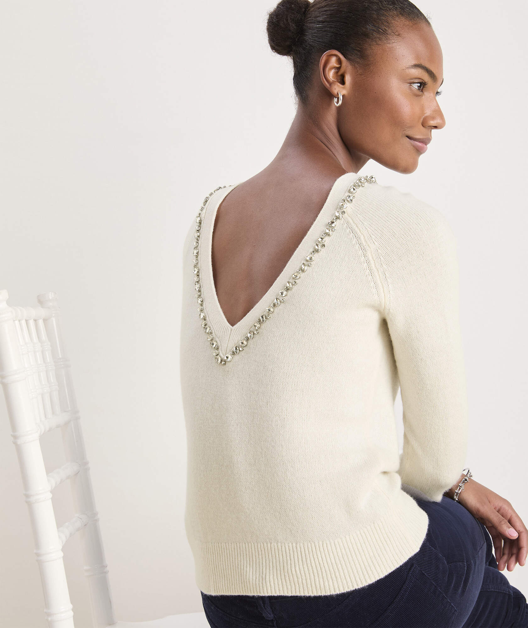 Rhinestone Embellished Sweater