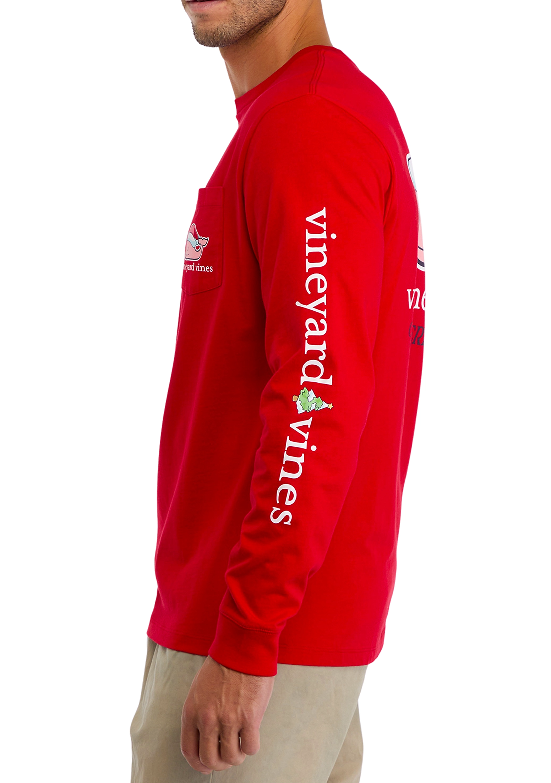 Santa Whale Long-Sleeve Pocket Tee