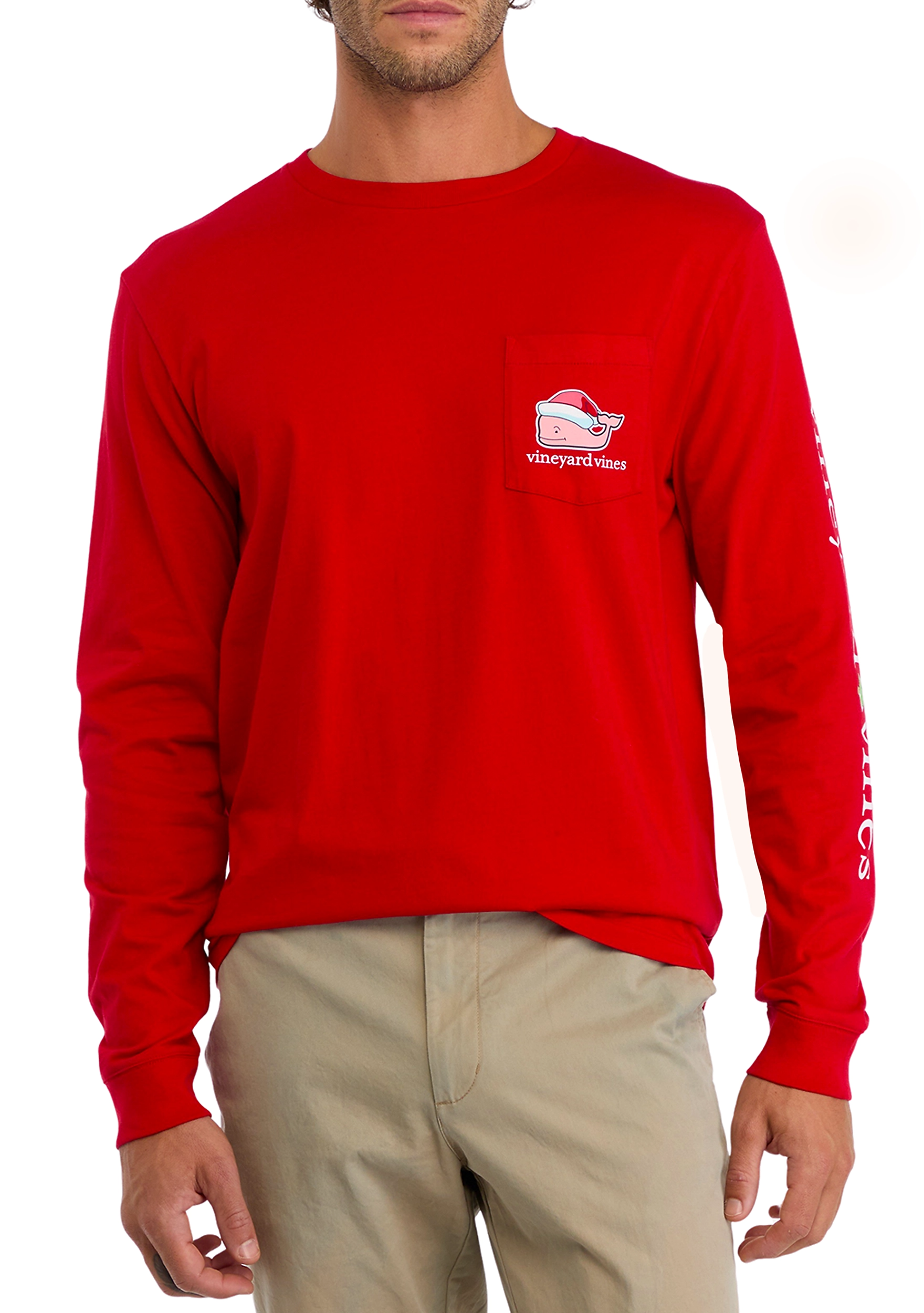 Santa Whale Long-Sleeve Pocket Tee