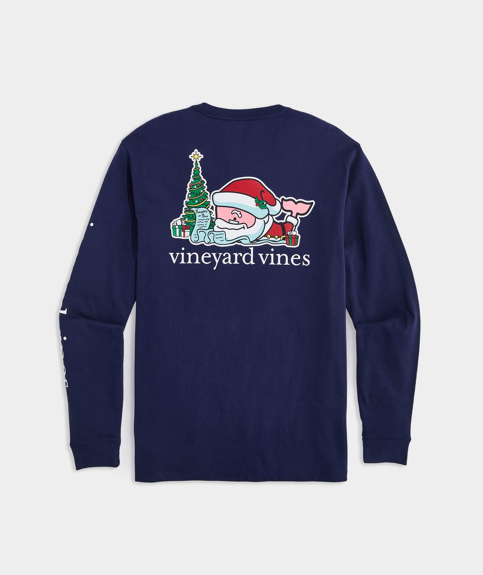 Santa's List Whale Long-Sleeve Pocket Tee
